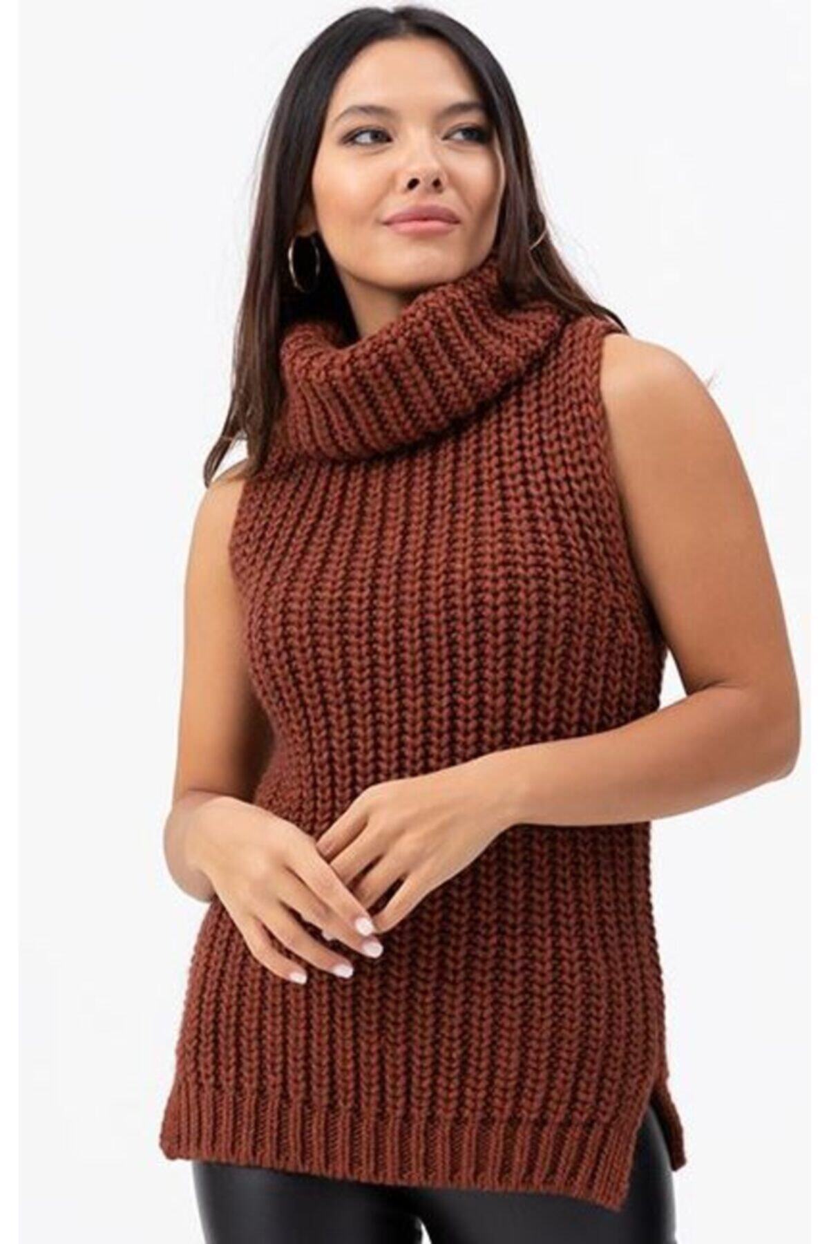 DEPENDANCE Kiremit Boğazlı Triko Süveter