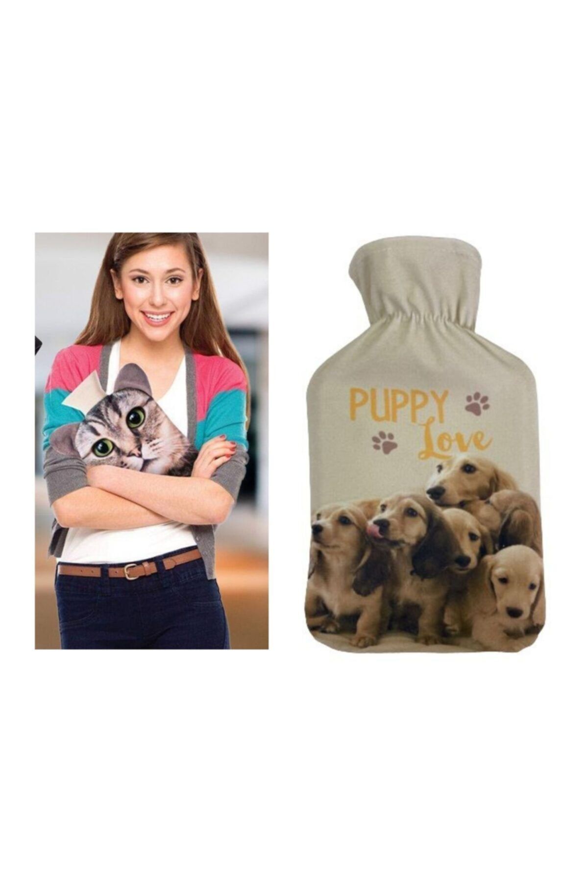 Bosphorus Sıcak Su Torbası Sevimli Köpekler Termofor 28x18x2cm 1 Litre