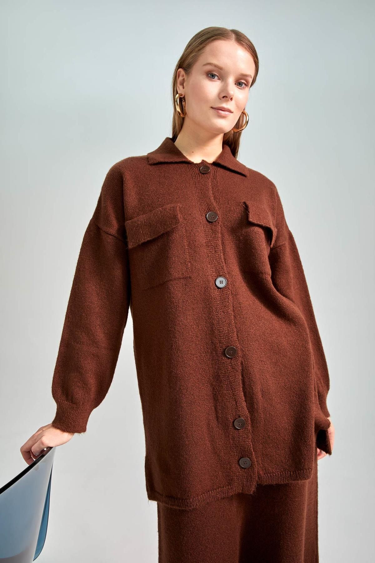 DeFacto Regular Fit Polo Yaka Uzun Kollu Triko Tunik