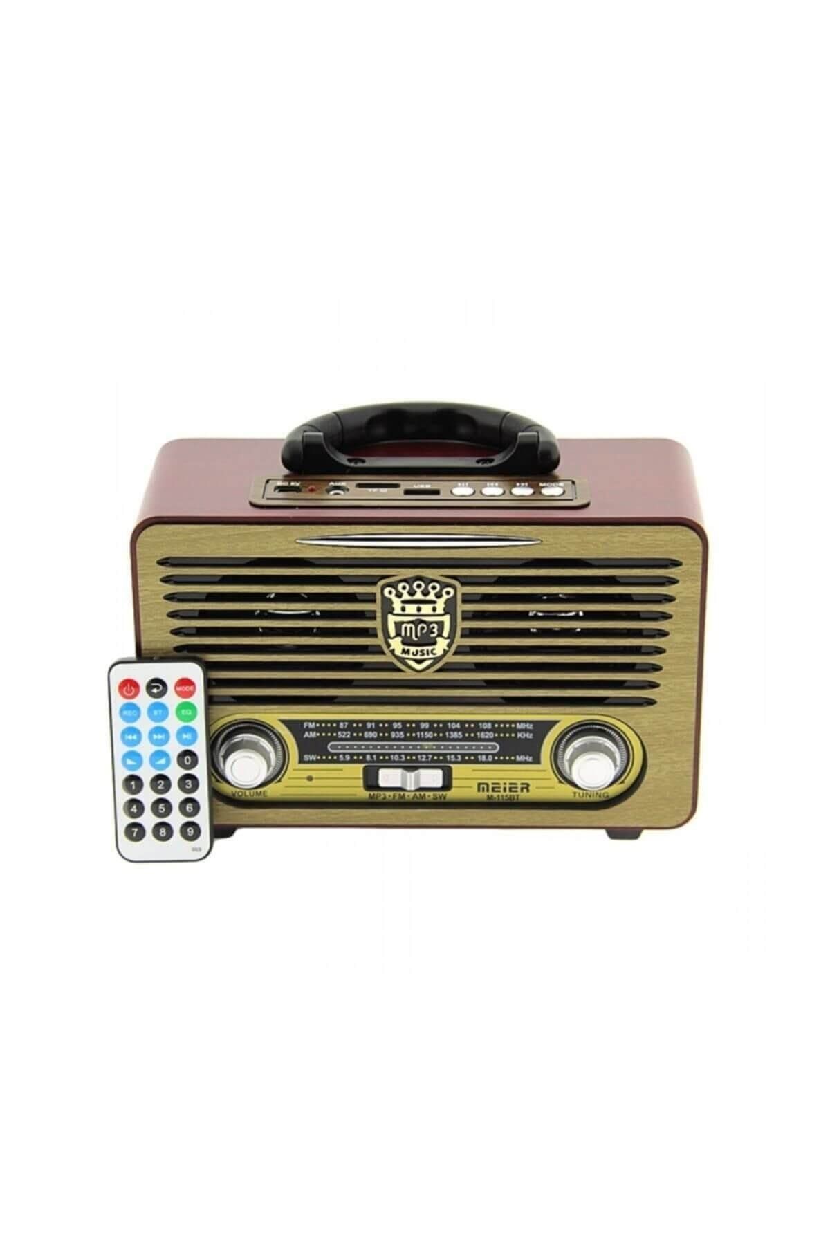 Meier 115-BT Ahşap Görünümlü Fm Radyolu Bluetooth MP3 Müzik Çalar Açık Ahşap