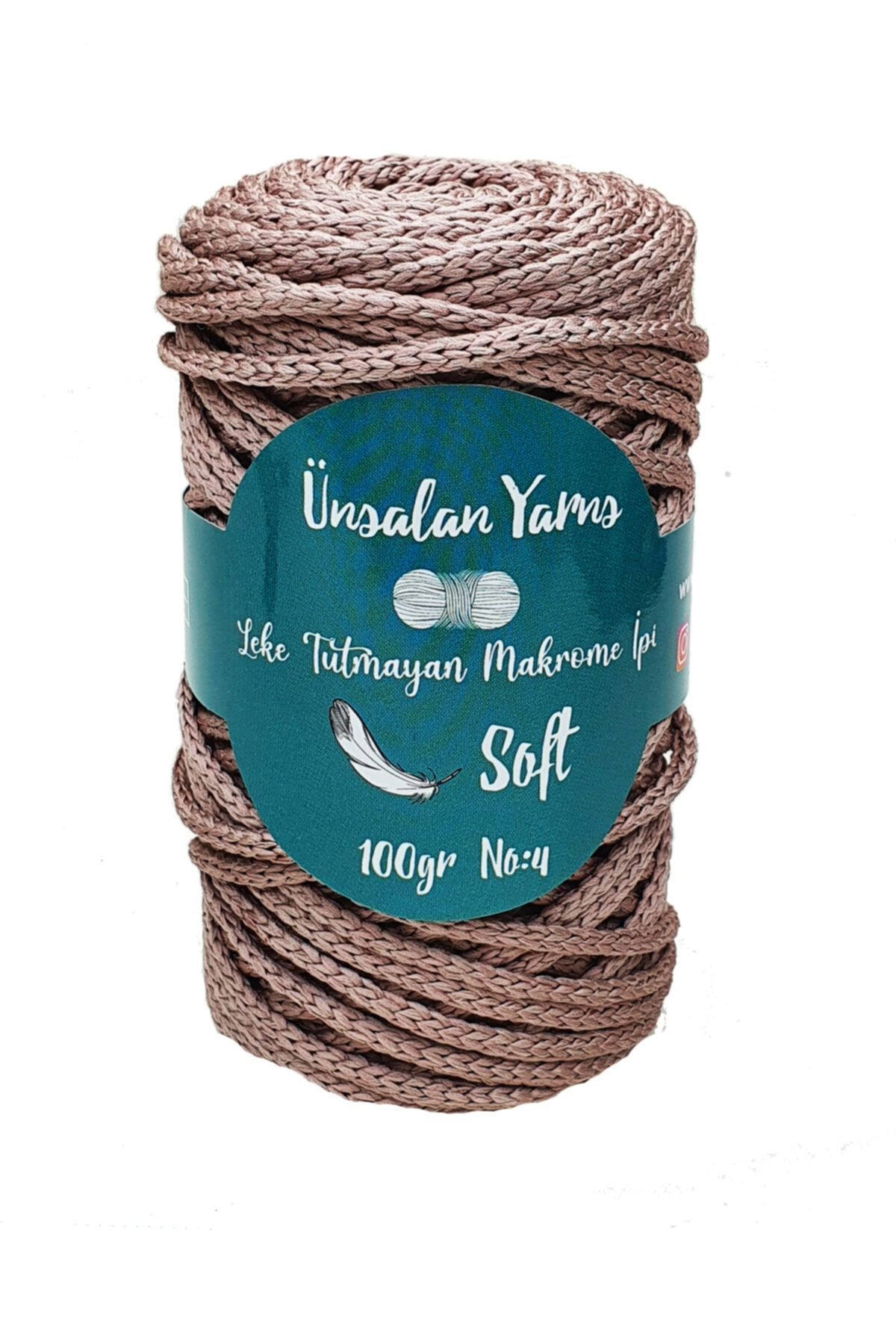 ÜNSALAN HOBİ Polyester Makrome Ipi Gül Kurusu Çanta Supla Tepsi Ipi 1 Adet 100gr.