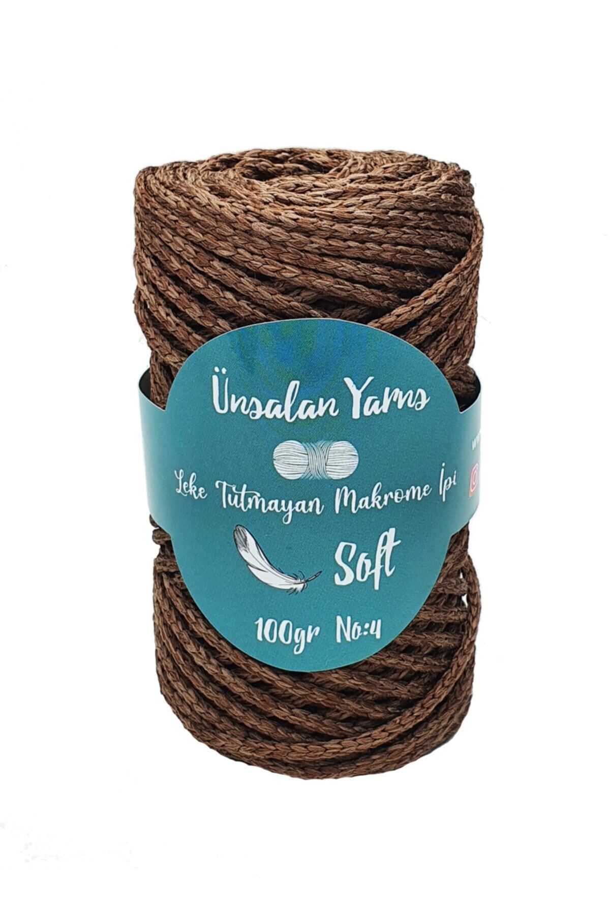 ÜNSALAN HOBİ Polyester Makrome Ipi Kahverengi Çanta Supla Tepsi Ipi 1 Adet 100gr.