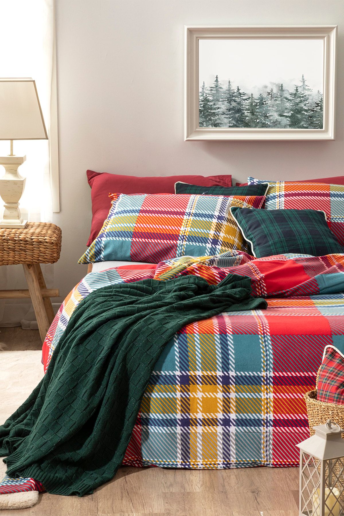English Home Salford Flanel Yılbaşı Temalı Tek Kişilik Nevresim Takımı 160x220 Cm Kırmızı