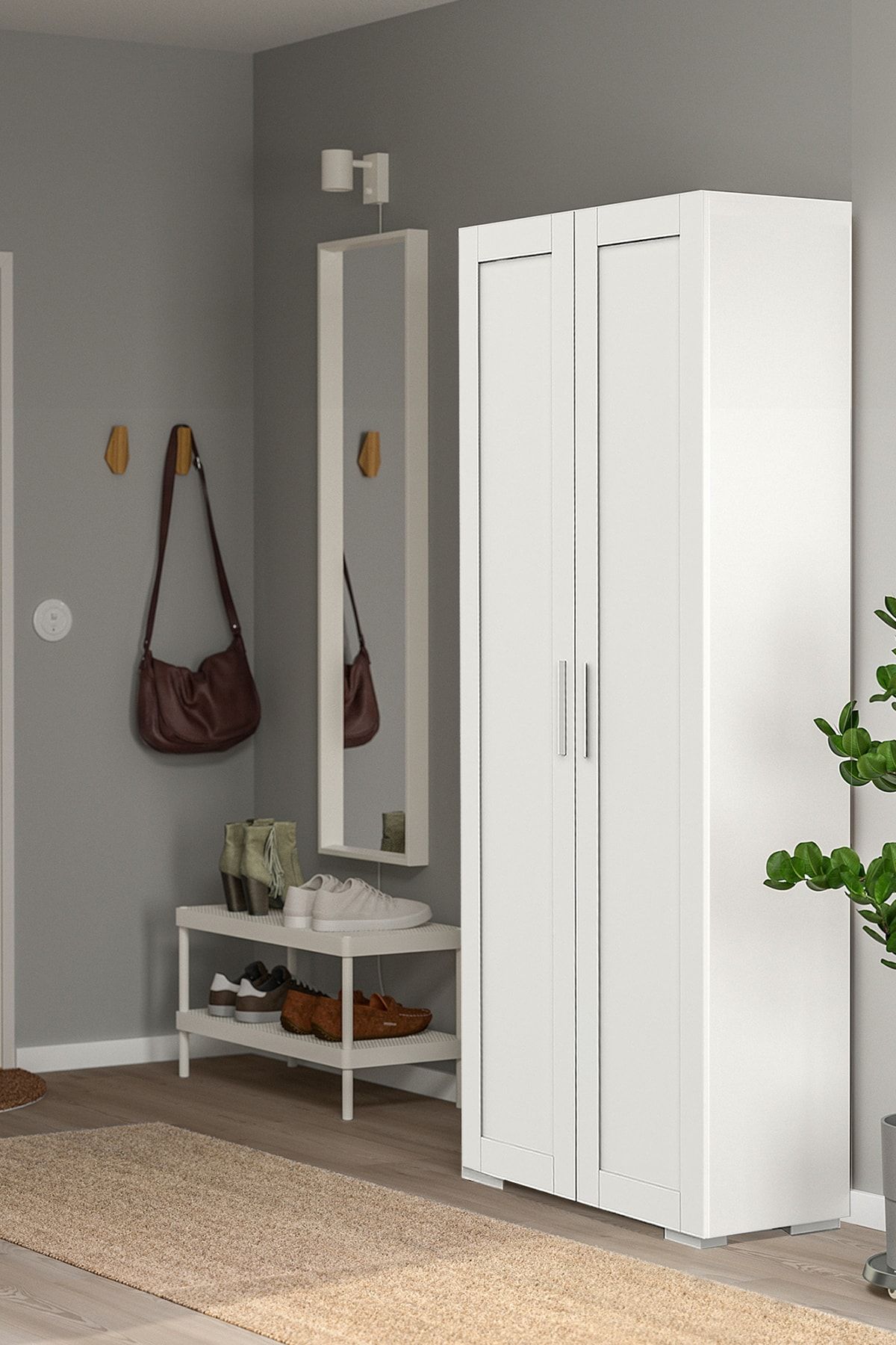 DEKOREX Prt-212 Beyaz 2 Kapaklı Portmanto