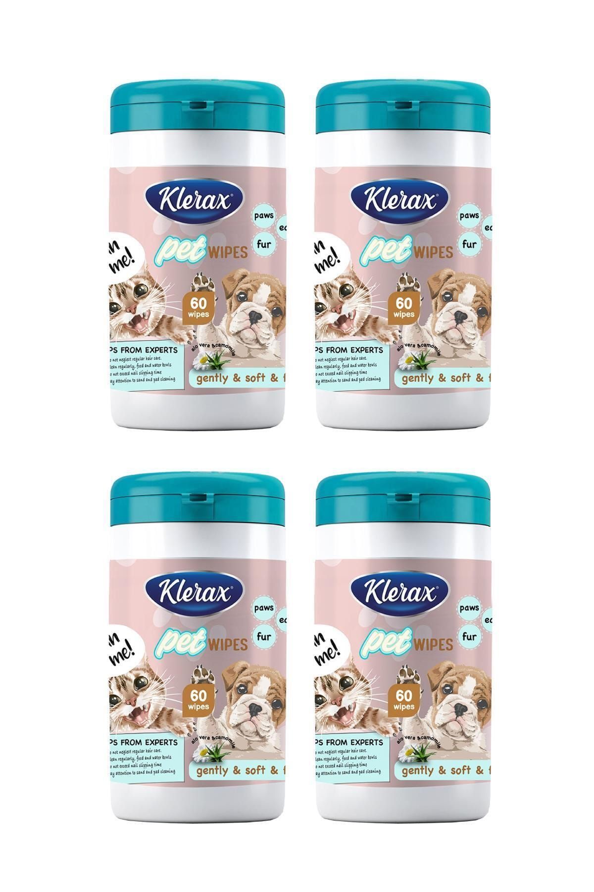 Klerax Pet Wipes Evcil Hayvanlar Için Temizlik Mendili 4 Adet