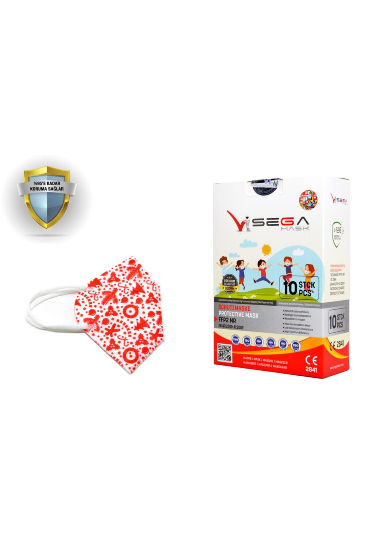 Sega Mask N95 Ce Ve Iso Sertifikalı Çocuk Yılbaşı Desen Maske - 1 Kutu ( 10 Adet )