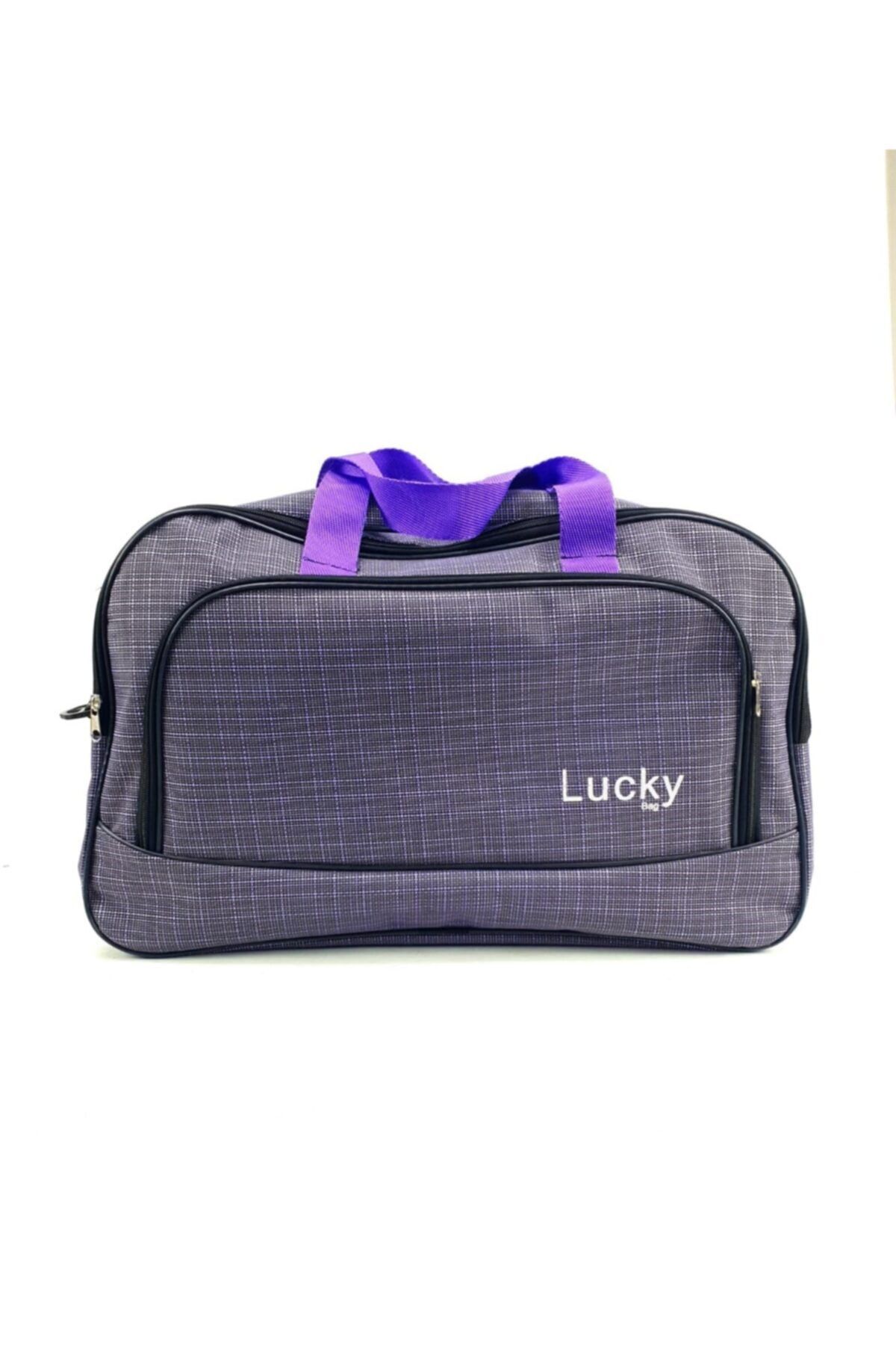 LUCKY BAG Unisex Kırçıllı Mor Geniş Astarlı Su Geçirmez Kumaş Spor Seyahat Omuz El Valizi