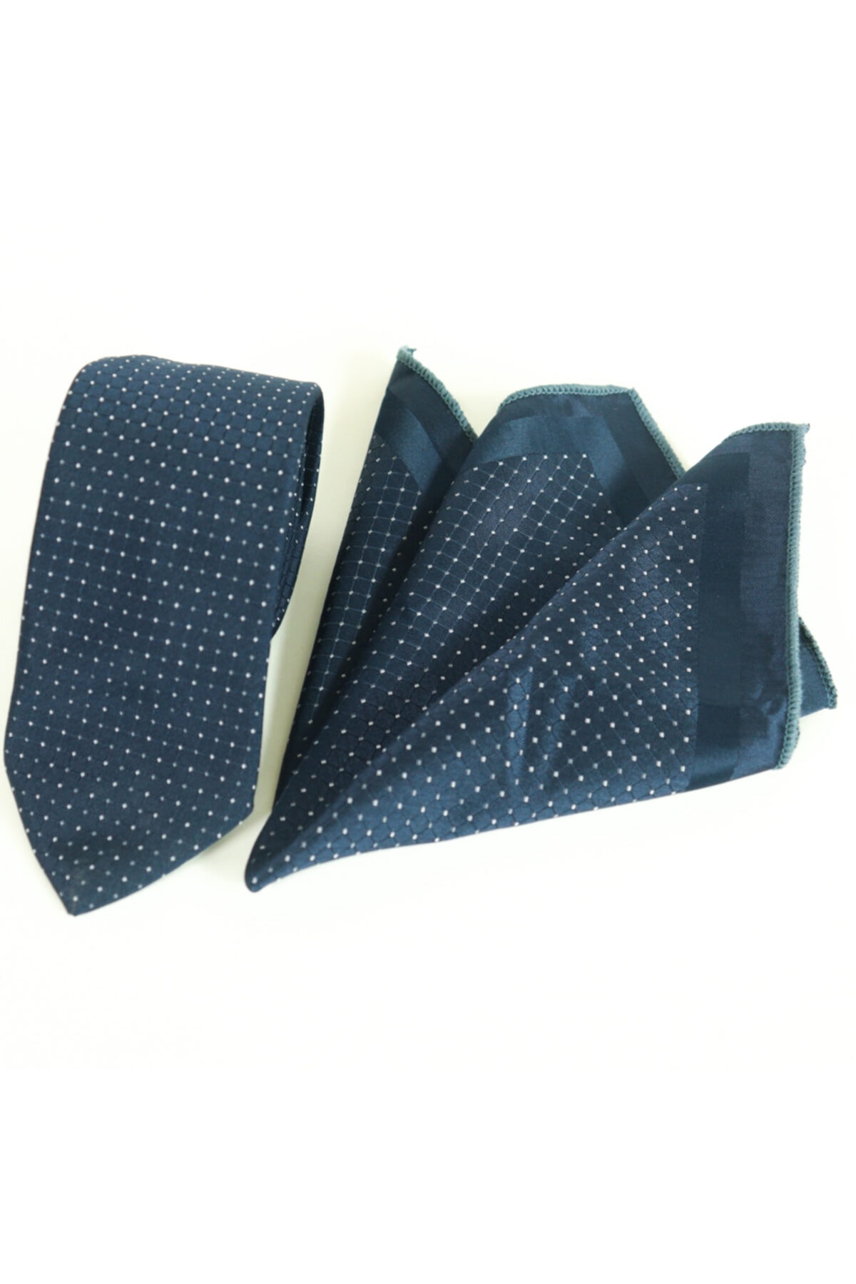Kravatistan Lacivert 6.5 Cm Desenli Kravat Mendil Seti Gc-0232