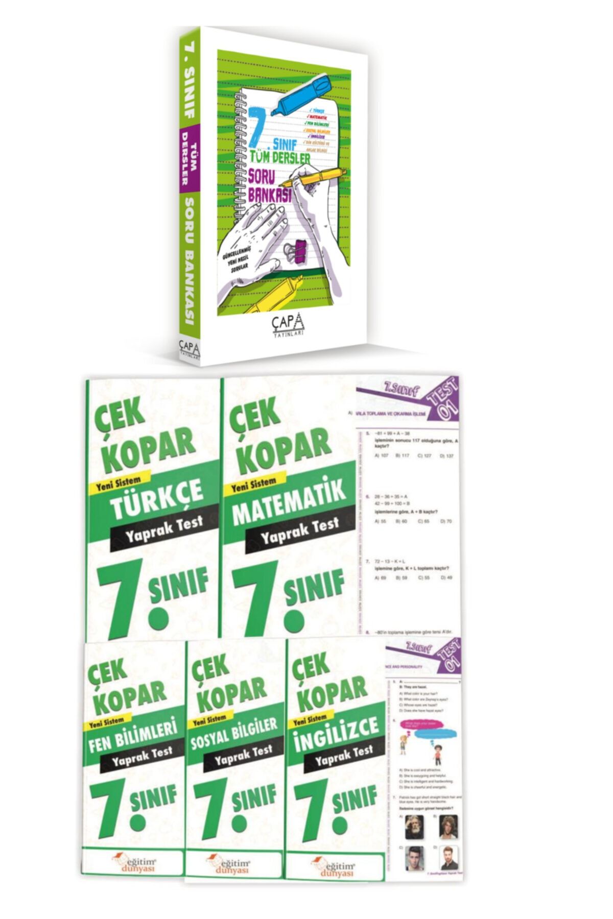 ÇAPA YAYINLARI 7.sınıf Hazırlık Seti Soru Bankası + Yaprak Test 6 Kitap