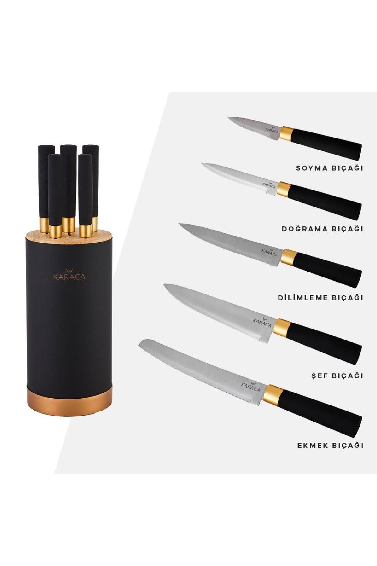 Karaca Woodland Black 6 Parça Bıçak Seti