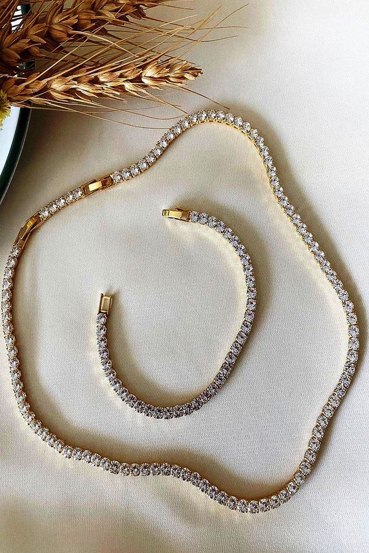 GENA MODA Gold Renk Su Yolu Kolye Bileklik Takım