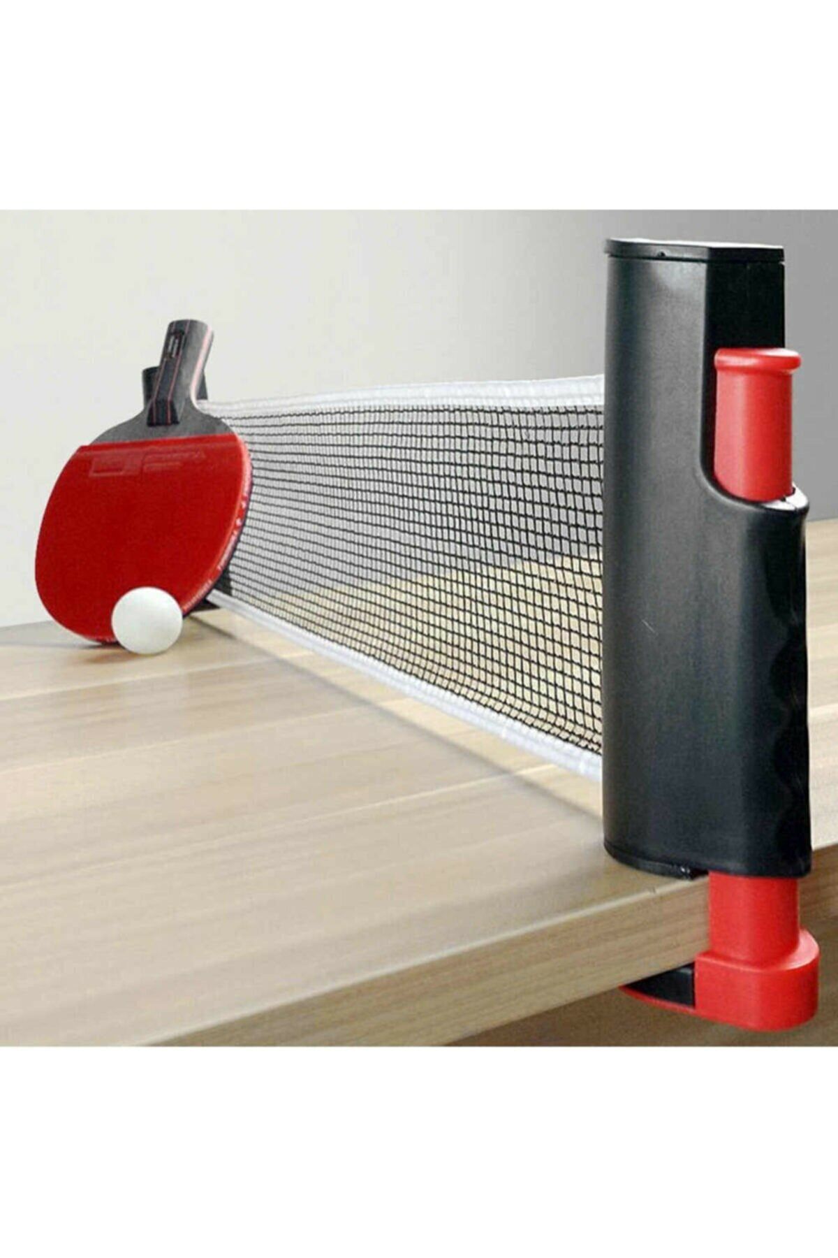 clasty Her Masa Için Uygun Mekanizmalı Masa Tenisi Filesi 2 Raket 3 Top Set Kırmızı- Siyah