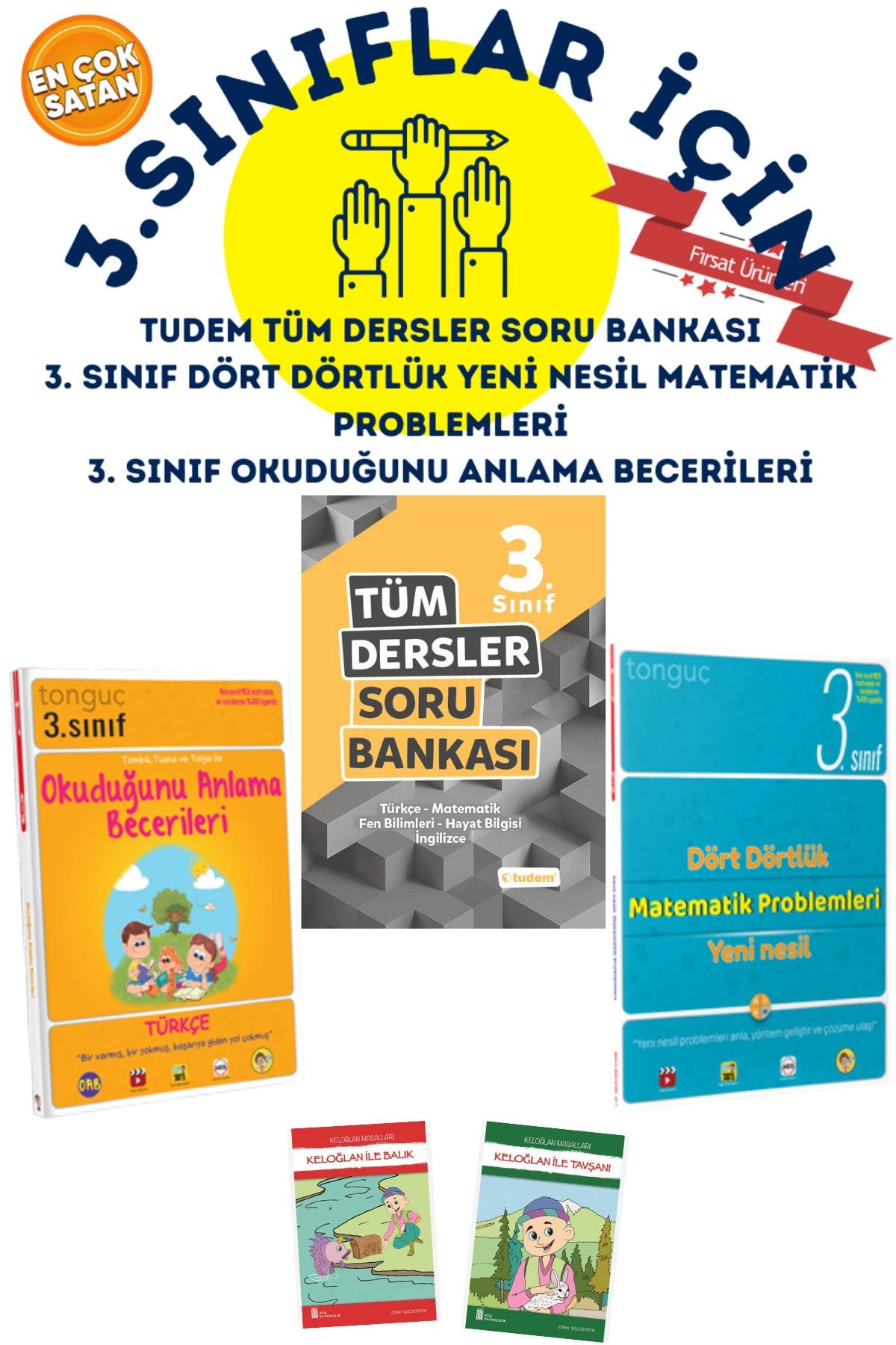 Tudem Yayınları 3.sınıflar Tudem Tüm Dersler Soru Bankası Yeni Nesil Dört Dörtlük Matematik Okuduğunu Anlama