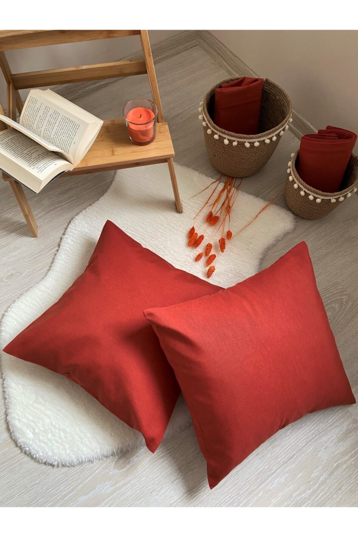 Brick colored throw on sale pillows