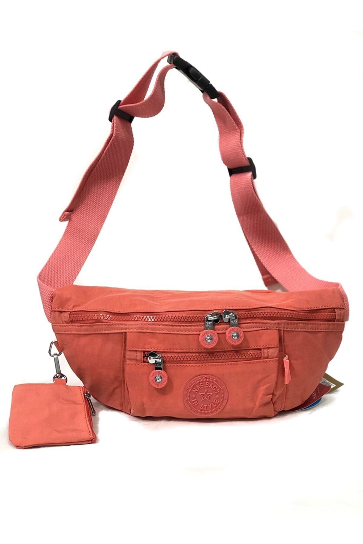 ElizaBell Bayan Krınkıl Kumaş Bel Çantası Ebat 32 Cm 16 Cm Somon