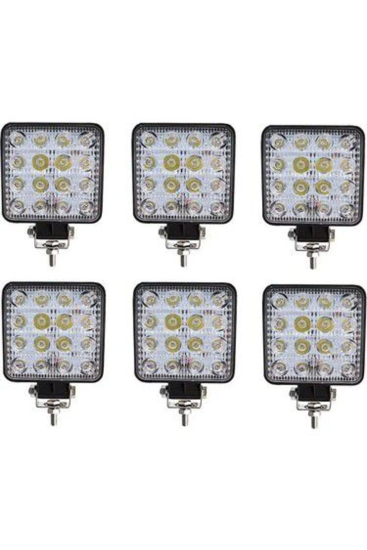 EMAMFK 6 Adet 16 Led Kare Off Road Traktör Tir Kamyon Sis Fari Sis Lamba