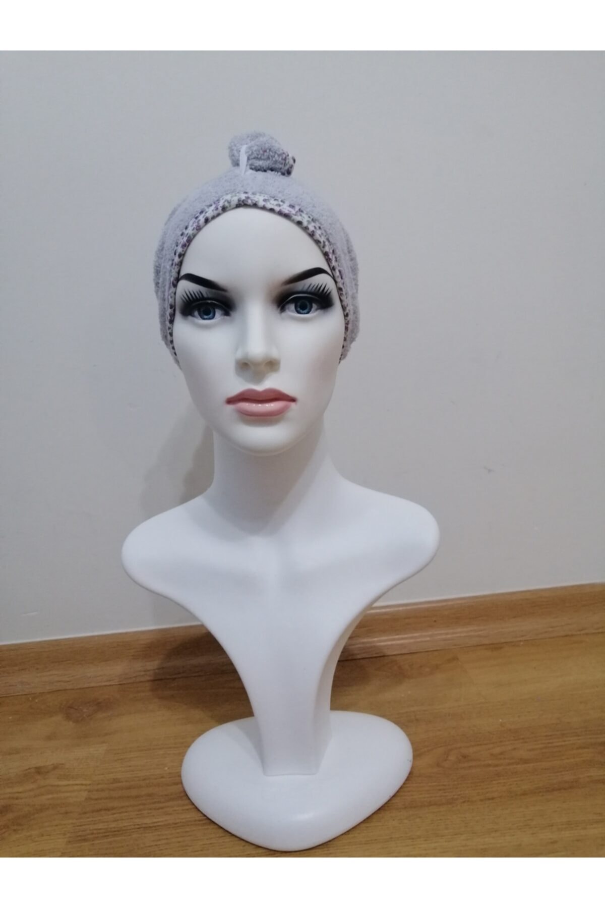 Yusra Pamuklu Kadın Erkek Havlu Saç Kurutma Bonesi 2 Li Paket Gri