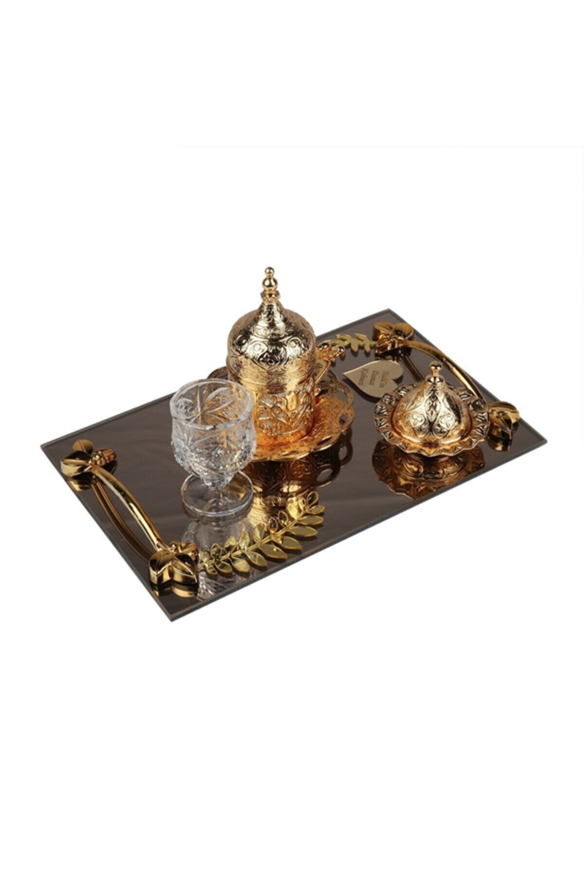 MerHan Party Damat Fincanı Siyah Ayna Gold Kahve Seti Kahve Fincanı Seti
