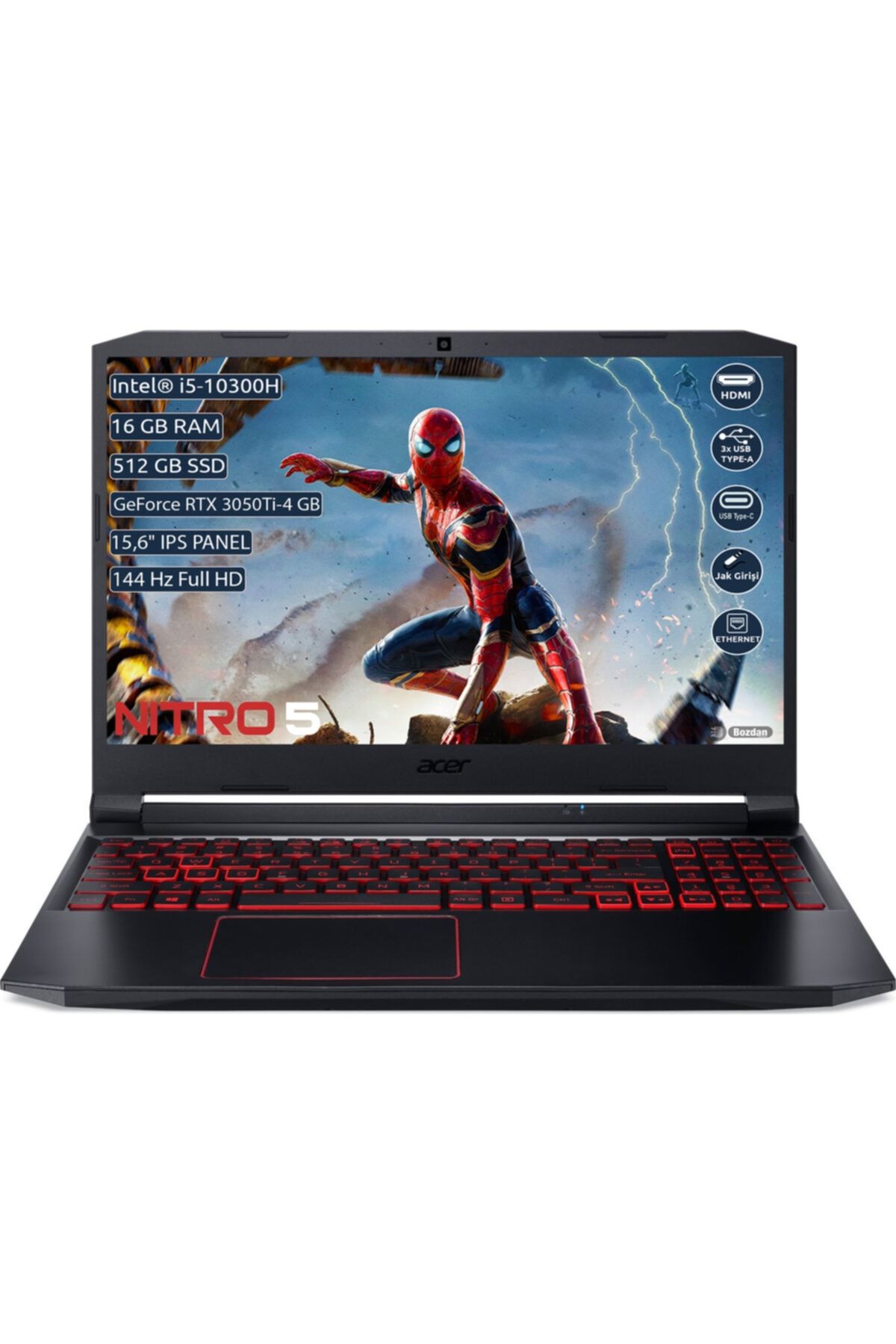 ACER Nitro5 Intelcore I5 10300h 16gb 512gb Ssd Rtx 3050ti-4 Gb Freedos 15.6\