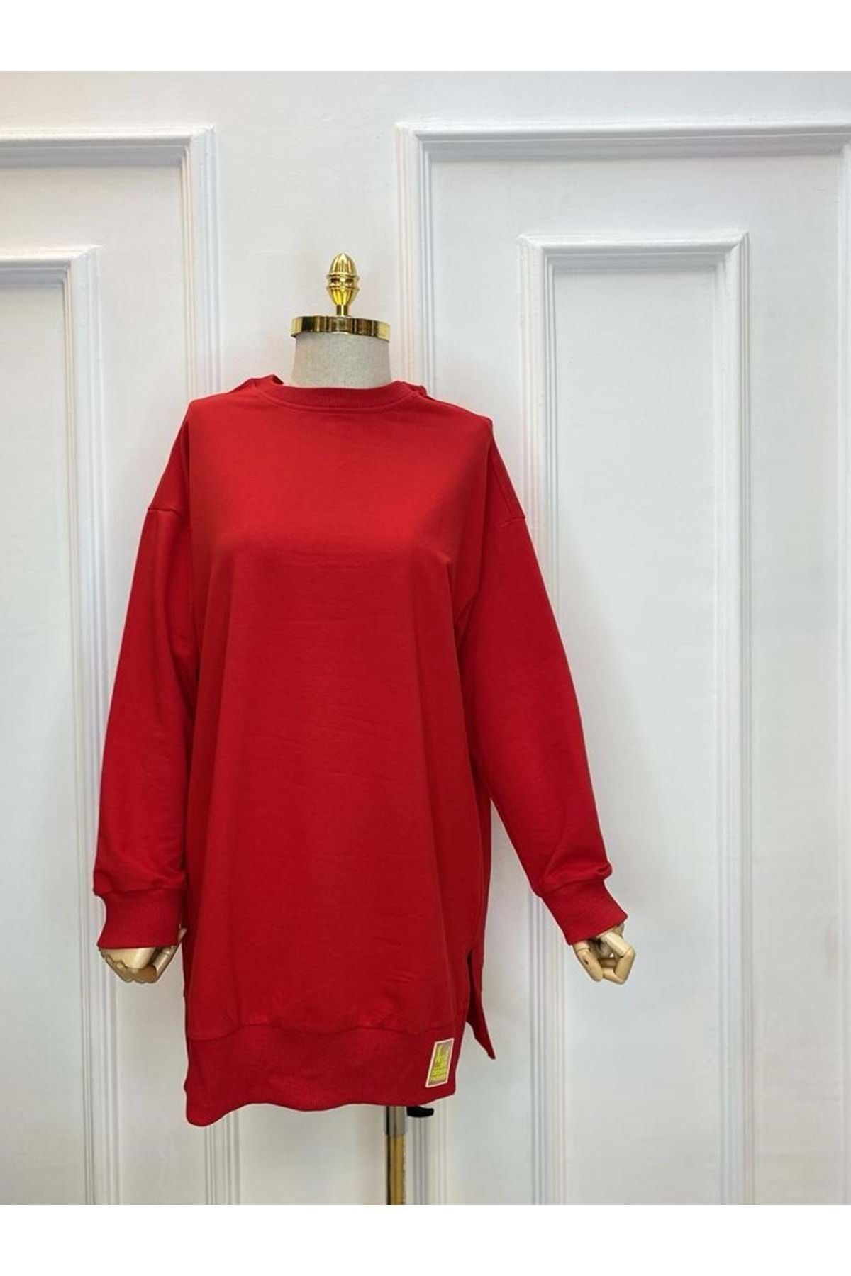 azra fashion Oversize Basıc 26421  Kırmızı  Tek Beden