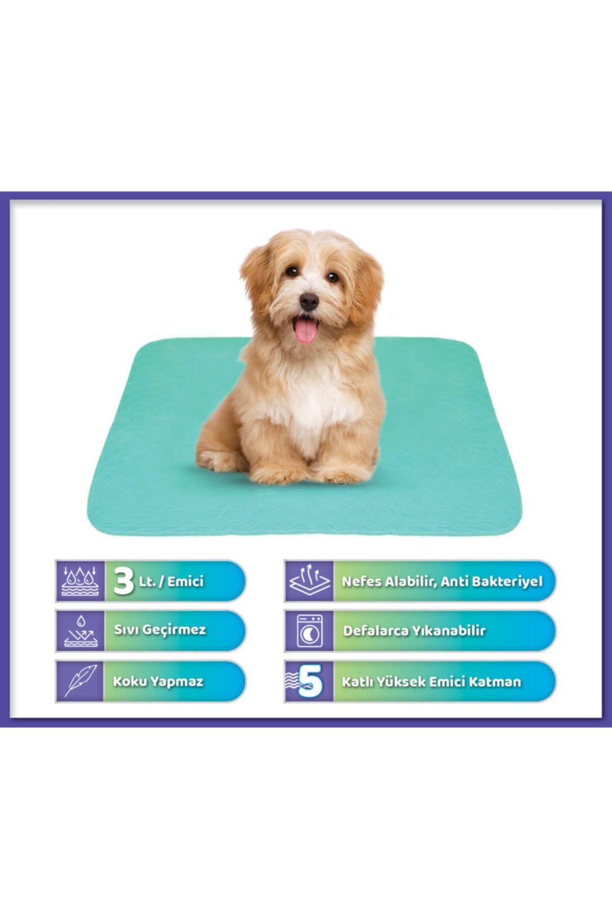 ATA EXCLUSIVE FABRICS (3 Lü Paket) 5 Katlı Kapitoneli, Yıkanabilir, Sıvı Geçirmez Köpek Çiş Pedi (85x90 Cm)