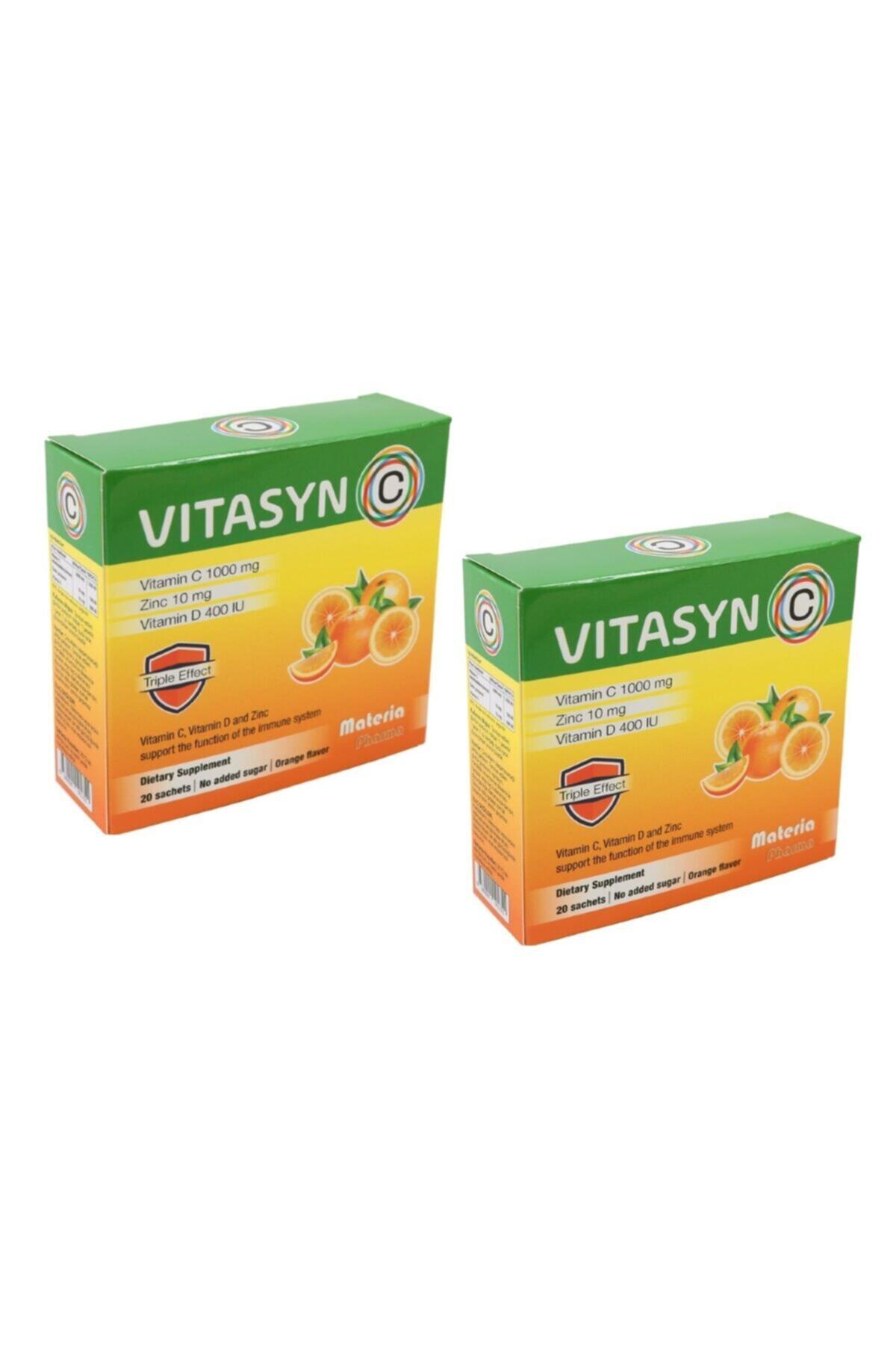 VİTASYN C 2 Adet Vitamin C Çinko Vitamin D 20 Saşe Suda Eriyen Şekersiz Efervesan