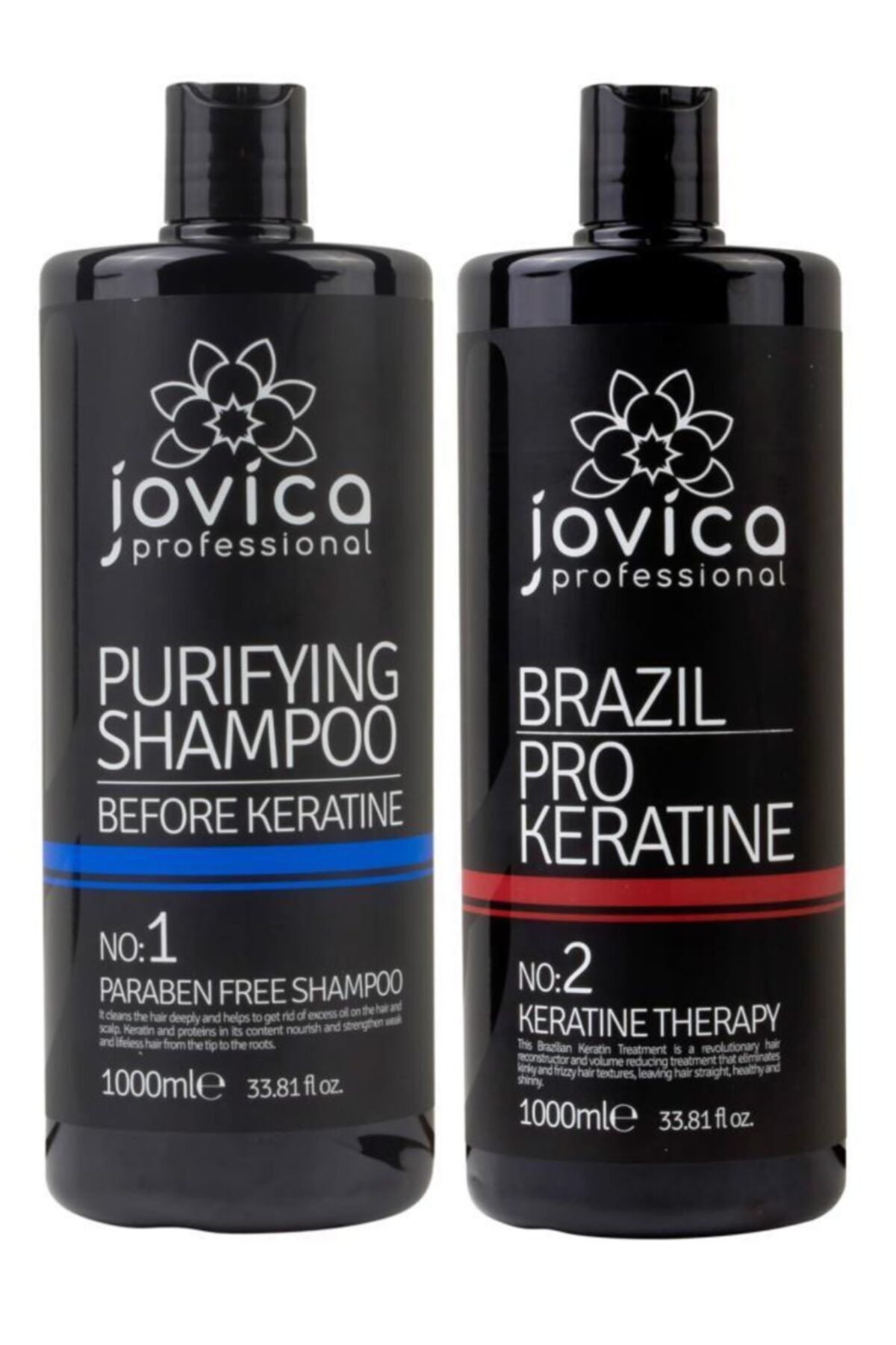 Jovica 2'li Keratin Seti Saç Düzleştirici Brazilya Fönü Keratini Ve Şampuanı 1000ml