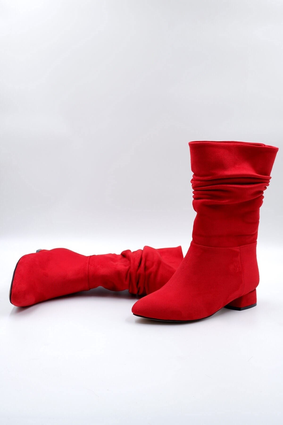 Tinka Bell Shoes 112 Kadın Bot Kırmızı Süet