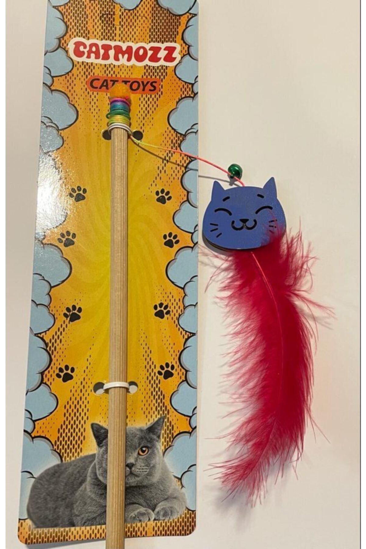 CatMozz Zilli Kedi Figürlü Tüylü Kedi Oltası
