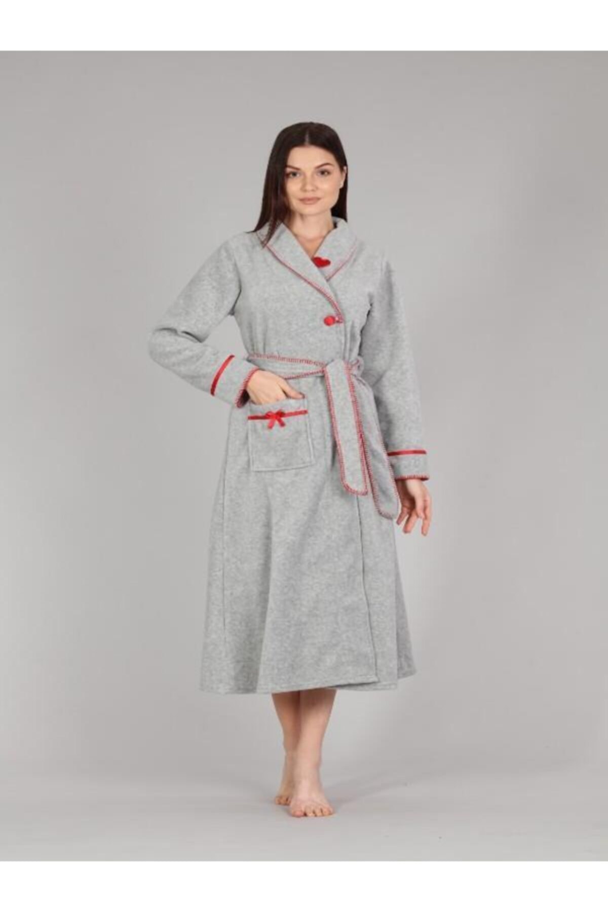 Bone Club - kadın Uzun Polar Sabahlık Çoban Dikişli