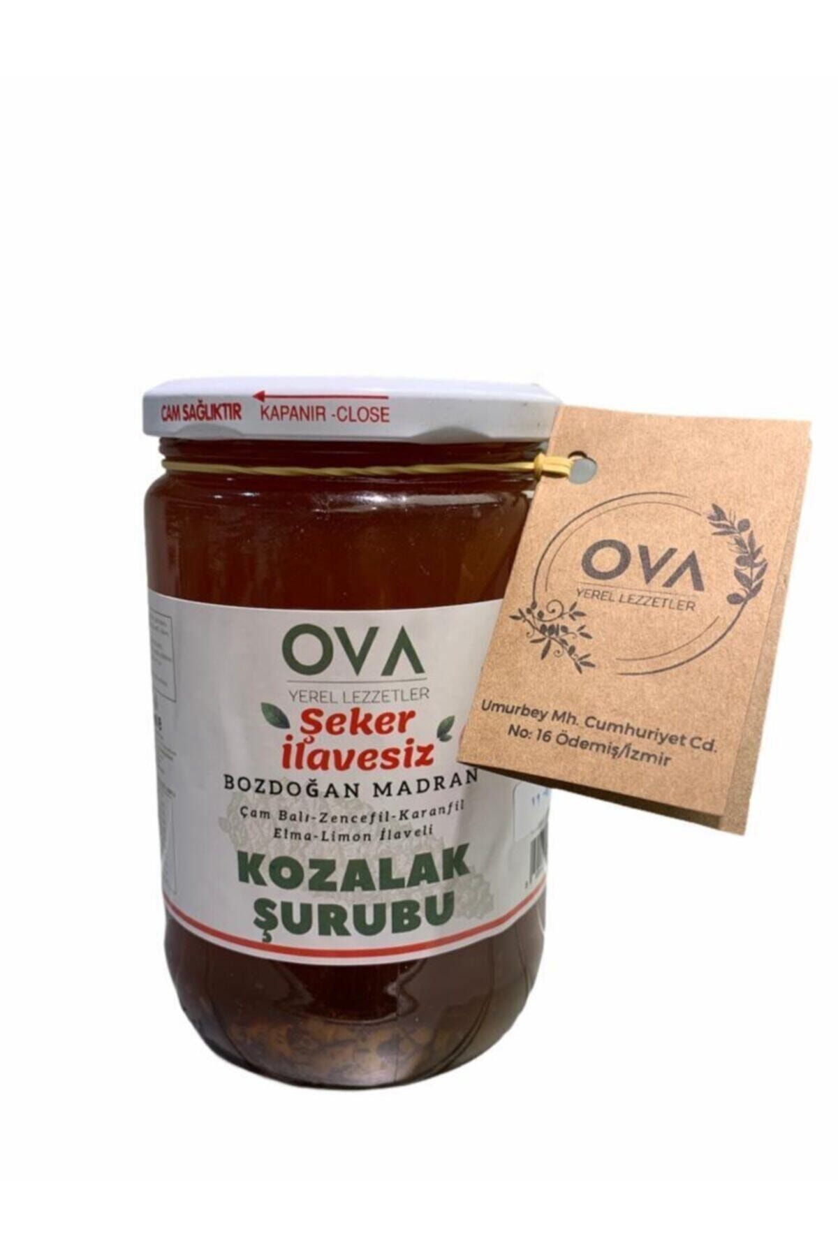 Ova Yerel Lezzetler Kozalak Şurubu Şekersiz - Ev Yapımı - Zencefil Elma Limon Ballı 1000g- Bozdoğan Madran -660 ml