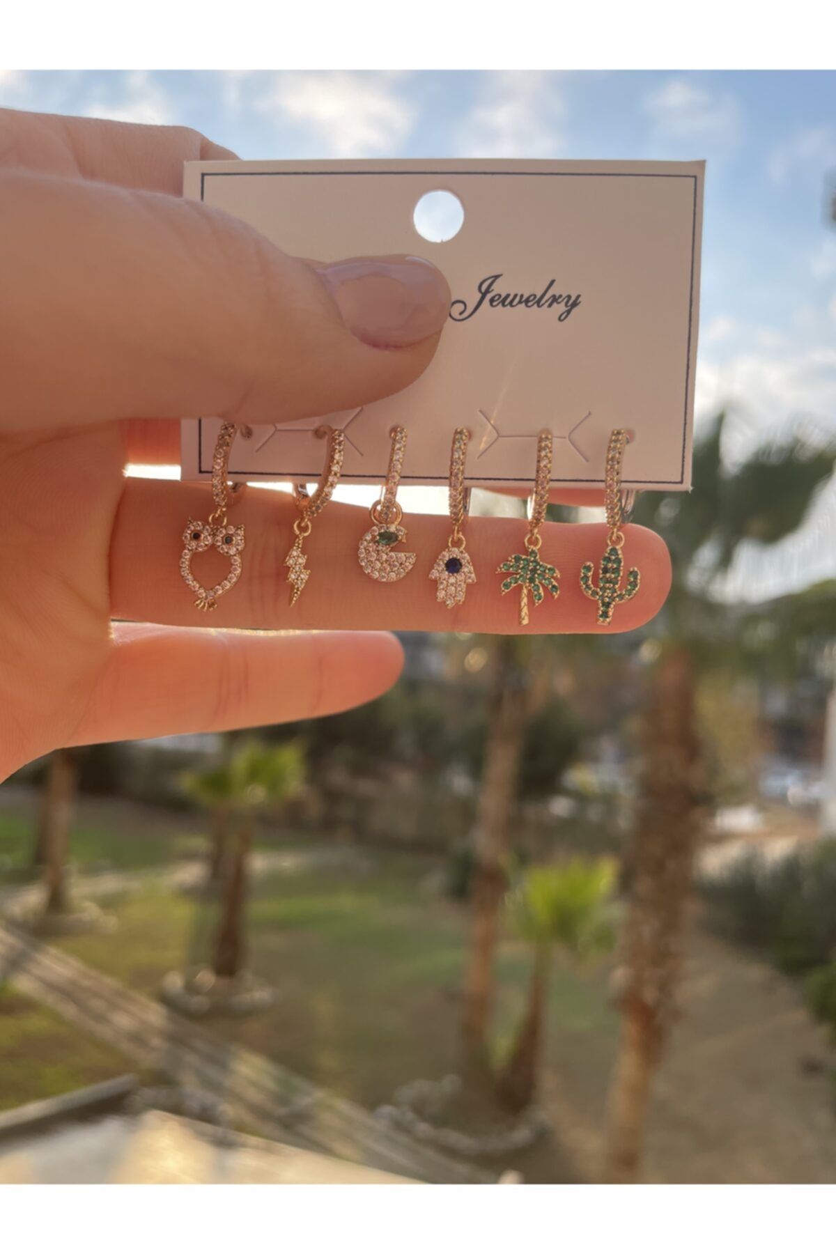 TheSis Aksesuar& Accesories 6'lı Zirkon Taşlı Yeşil Karma Set