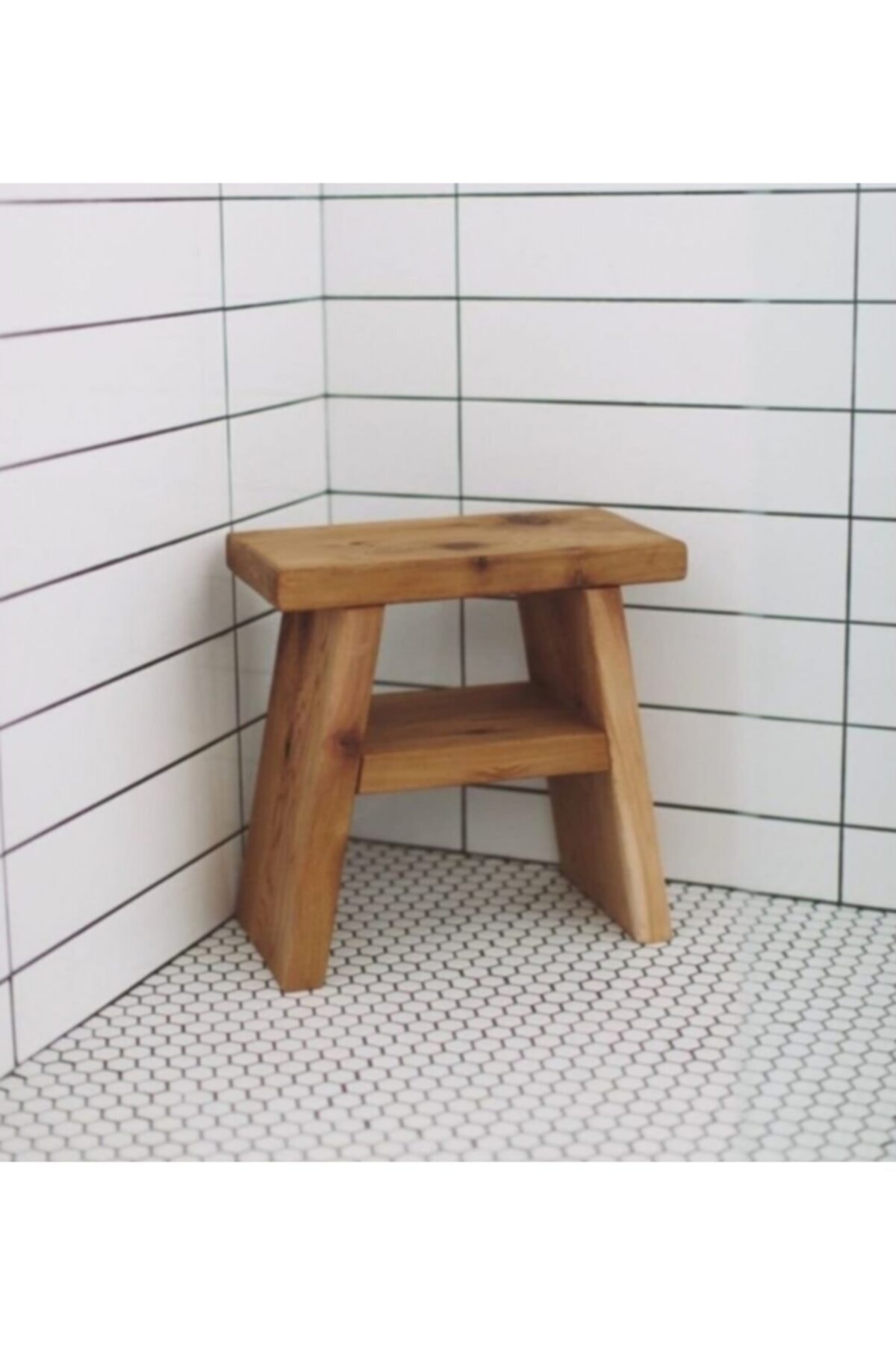 Elipos Ahşap Banyo Tabure Sehpa