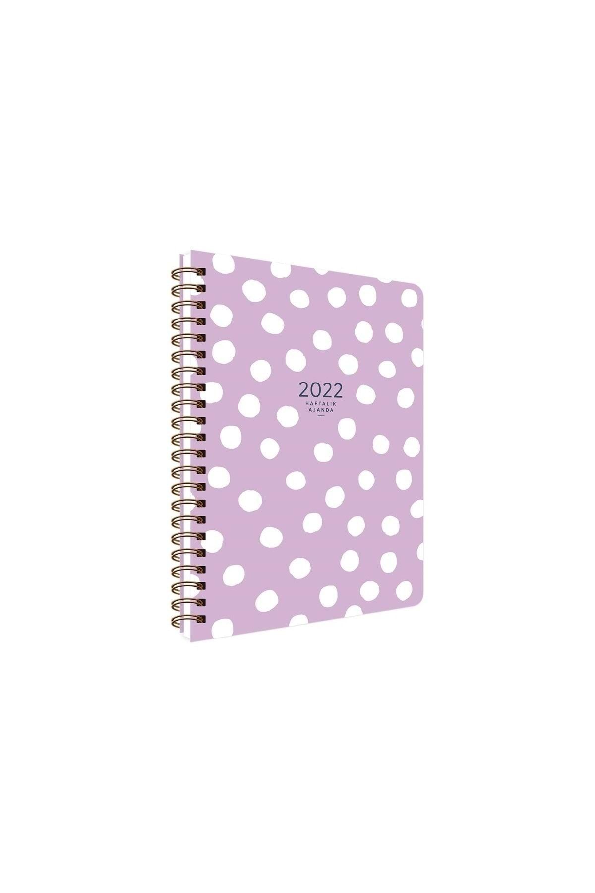 KESKİN COLOR 2022 Yılı (13x19.5) Cm Spiralli Haftalık Ajanda Lila Puantiye