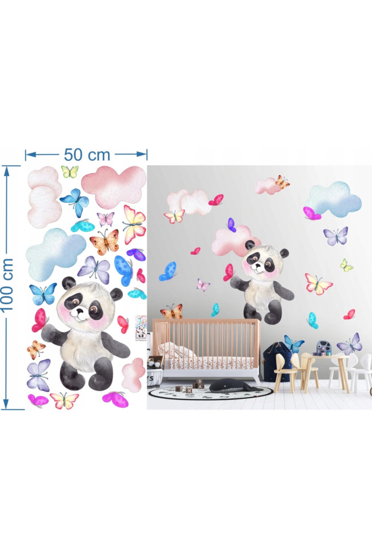 DEZ Çocuklar Için Duvar Stickerları Panda Kelebekleri