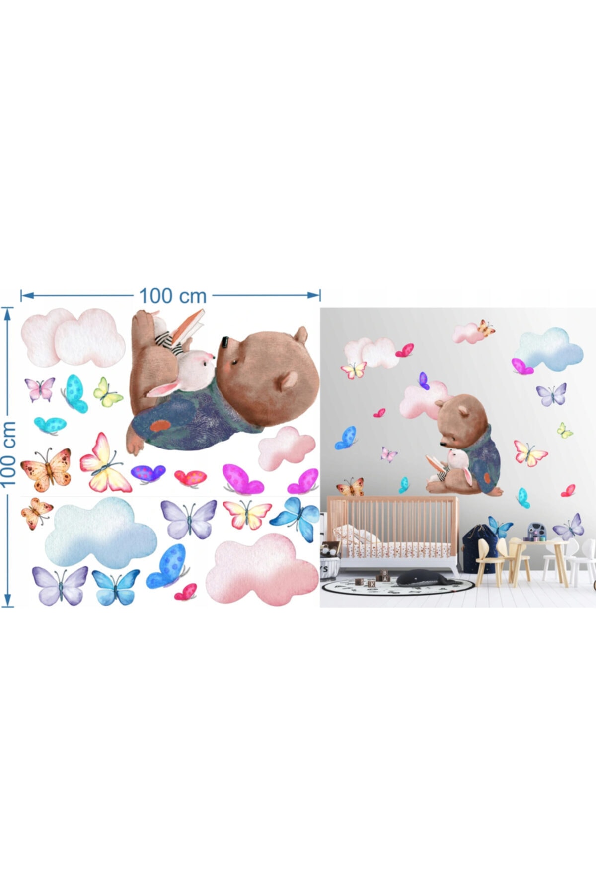 DEZ Çocuklar Için Duvar Çıkartmaları Kelebekler Ayı