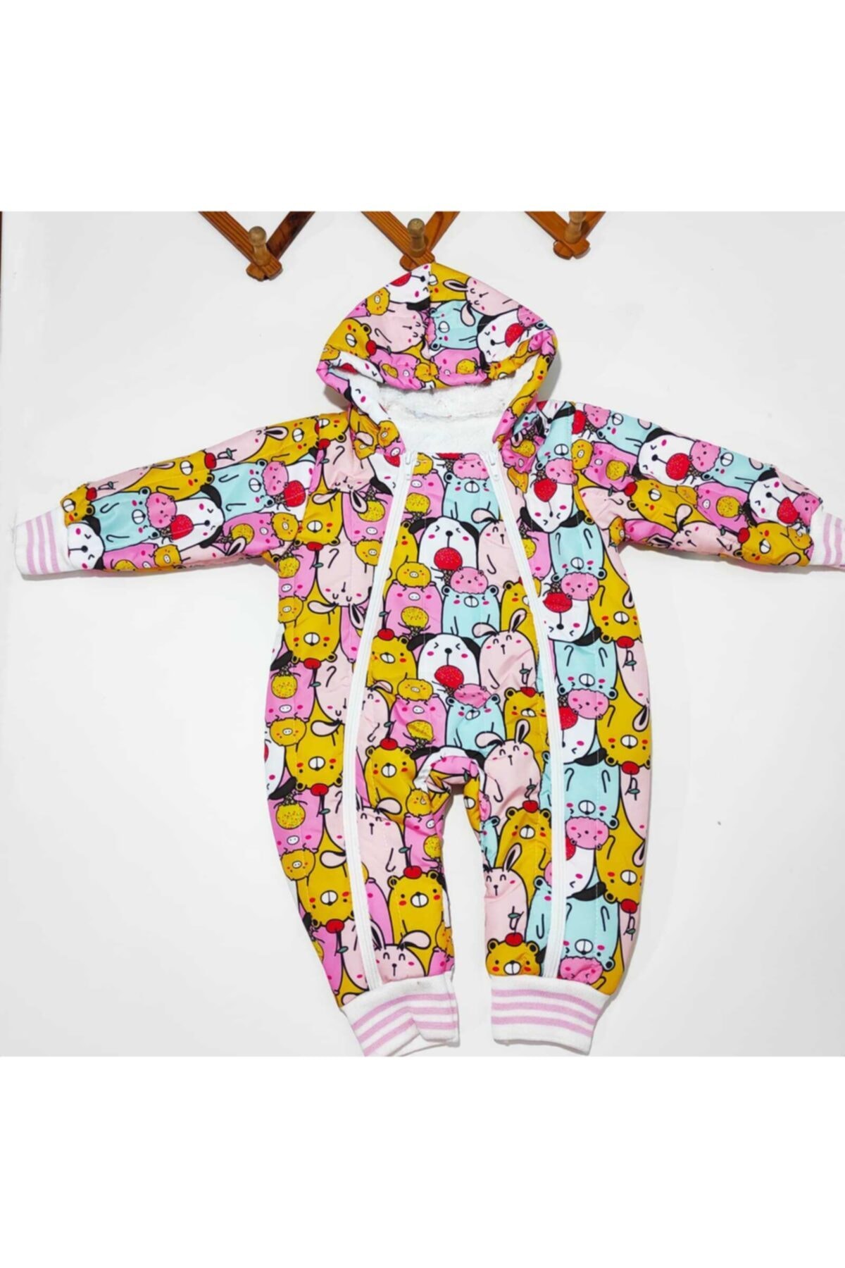 LaLaLandİZ Kız Bebek Renkli Sevimli Hayvanlar Desenli Içi Peluş Astronot Kozmonot Tulum