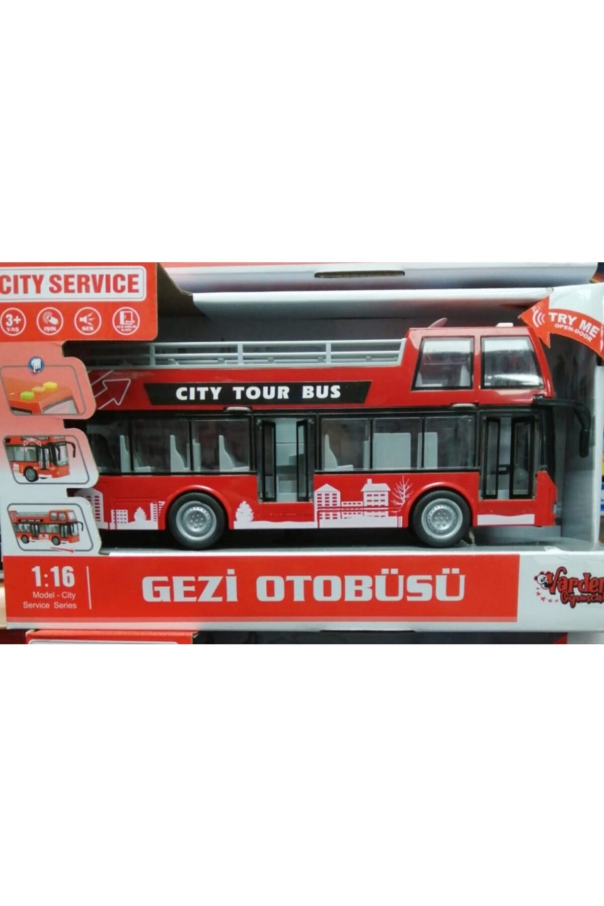 YM Toys Sürtmeli Sesli Işıklı Gezi Otobüsü Kırmızı