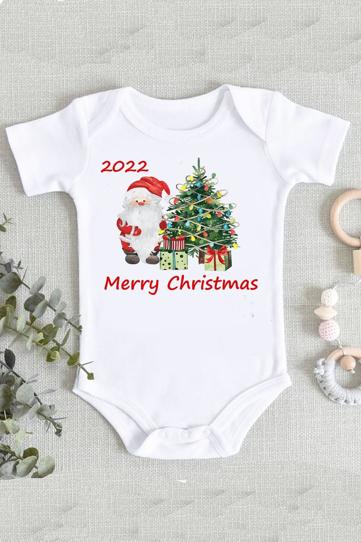 hamiletshirtum Yılbaşı Yeni Yıl Hediye Bebek %100 Pamuklu Organik Baskılı Zıbın Body