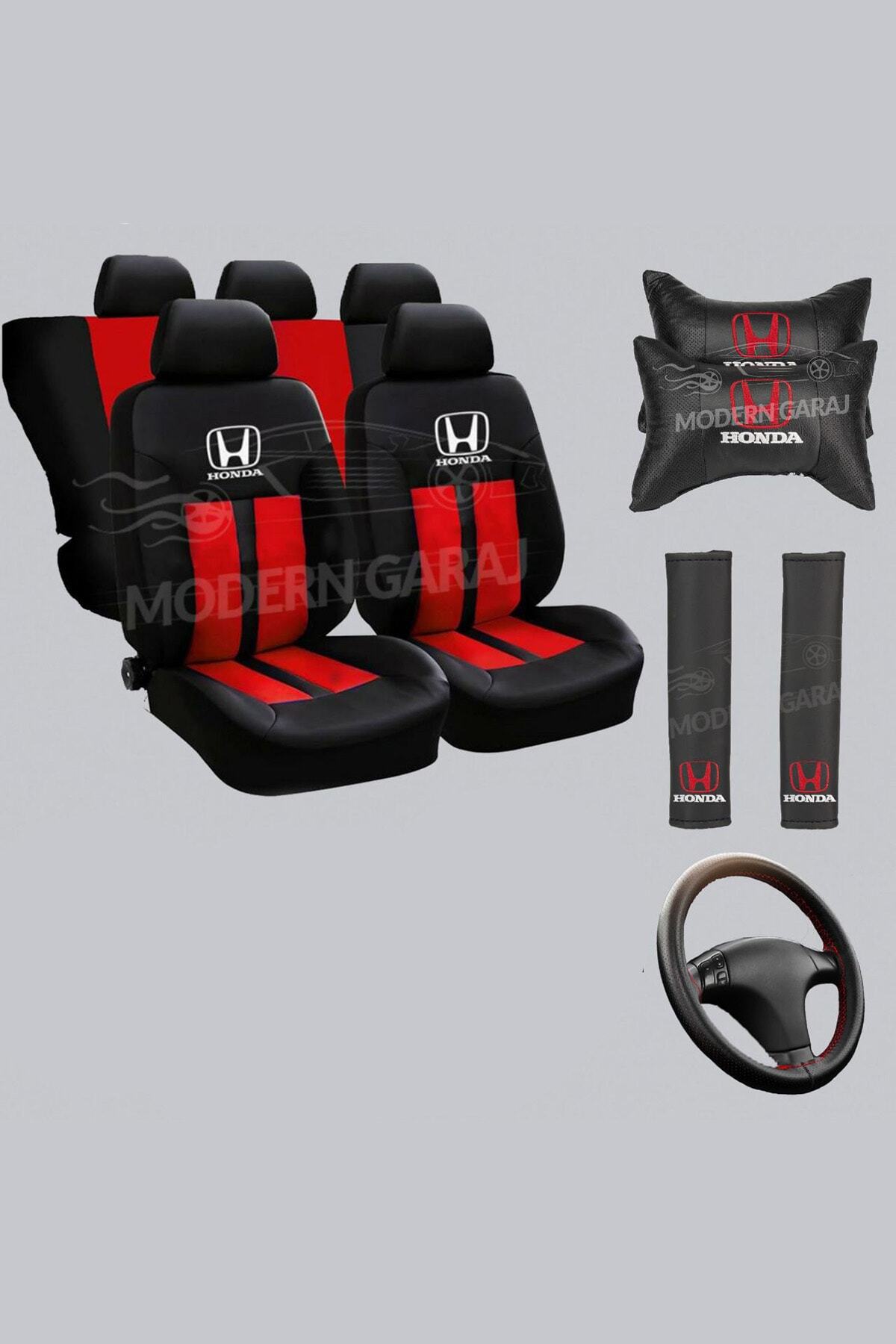 Modern Garaj Honda Koltuk Kılıfı Honda Boyun Yastığı Honda Kemer Pedi Honda Dikmeli Direksiyon Kılıfı