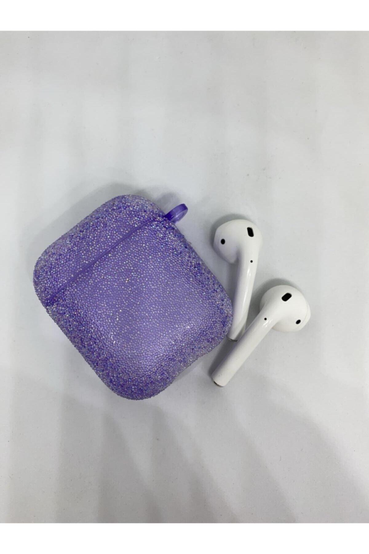 damlashopping Airpods Uyumlu Silikon Kılıf Mavi Taşlı 360 Koruma