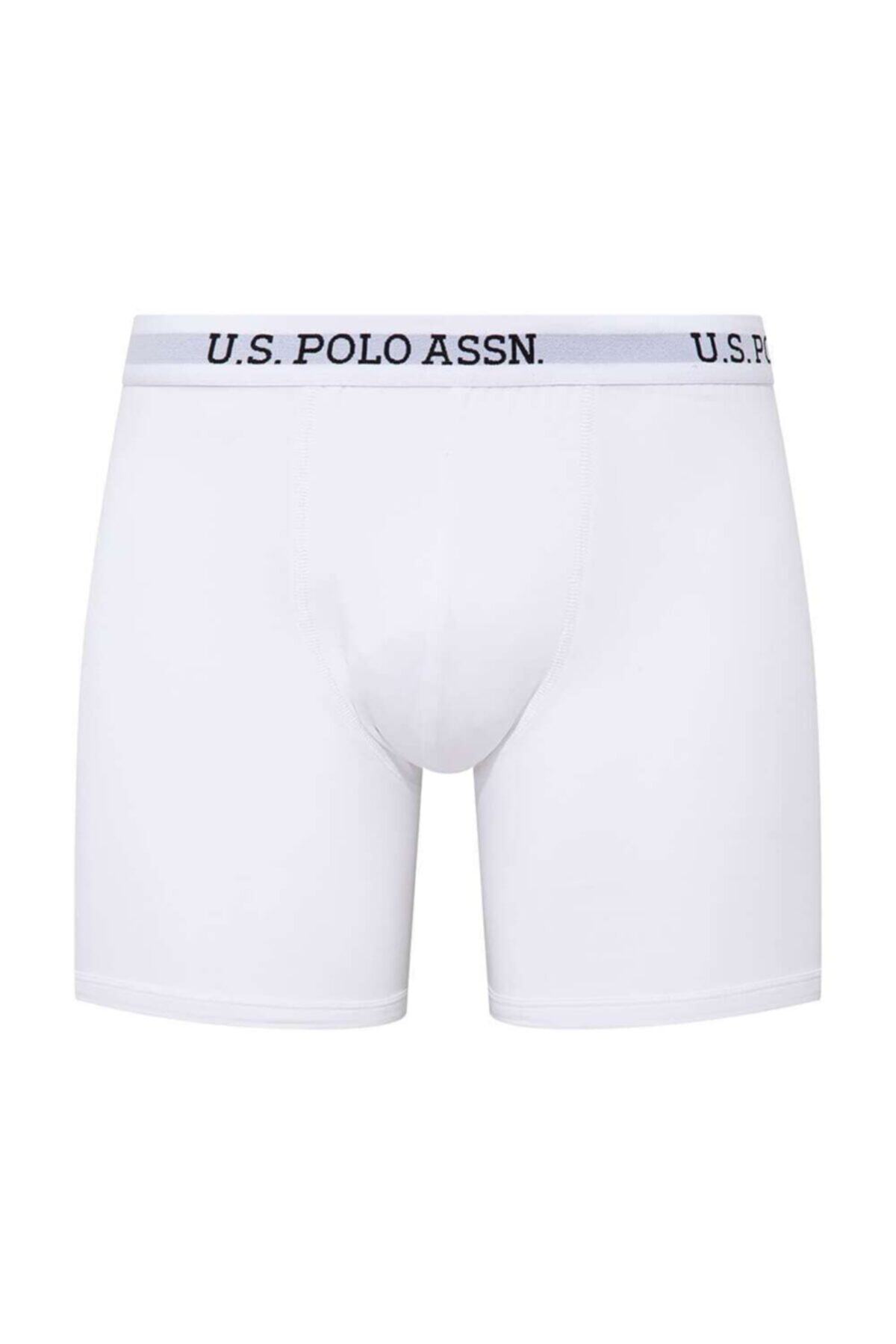 U.S. Polo Assn. Erkek Beyaz Tekli Uzun Paçalı Boxer
