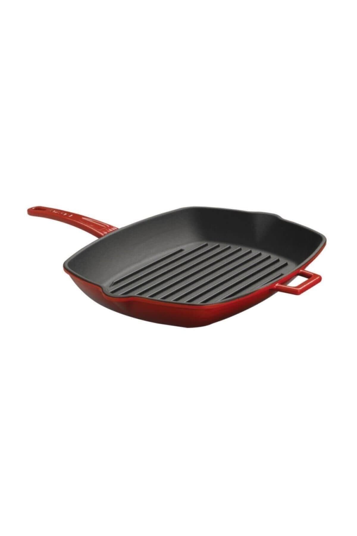 Lava Döküm Izgara Tava Metal Saplı 26x32 cm Kırmızı