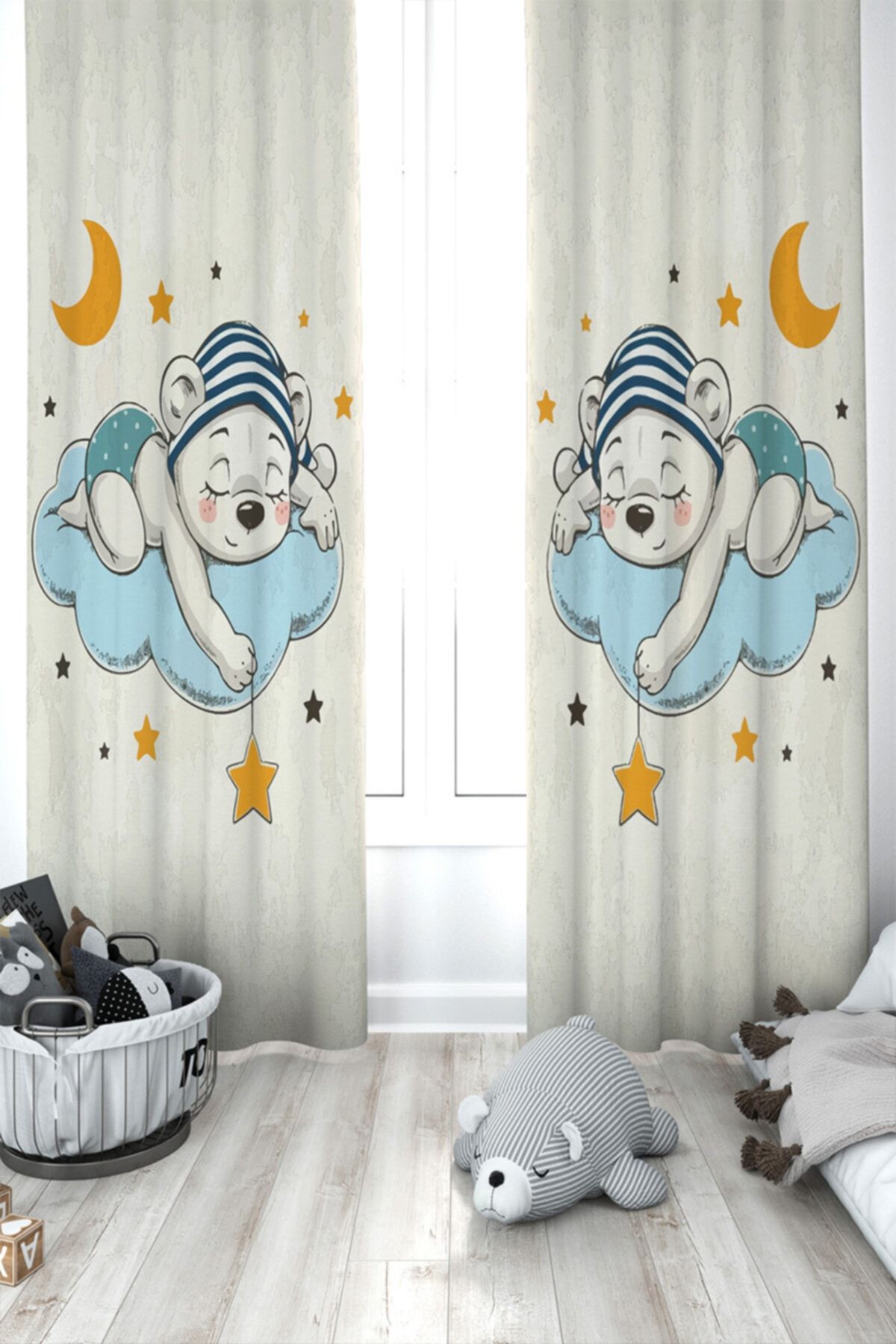Ziu Kids Süet Dokulu Desenli Çocuk Odası Dekoratif Perde 5127