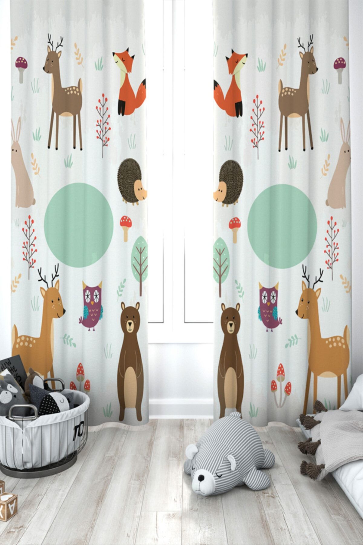 Ziu Kids Süet Dokulu Desenli Çocuk Odası Dekoratif Perde 5187