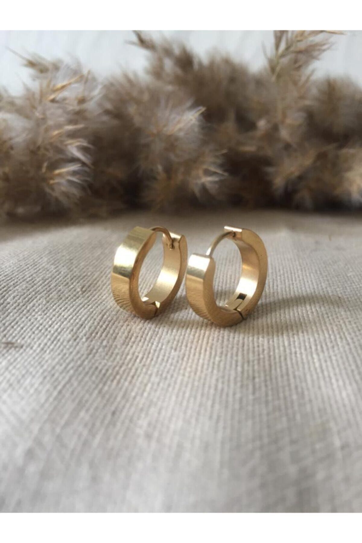 Jaida Moda Unisex Gold 316l Cerrahi Çelik Klasik Model 10mm Halka Küpe
