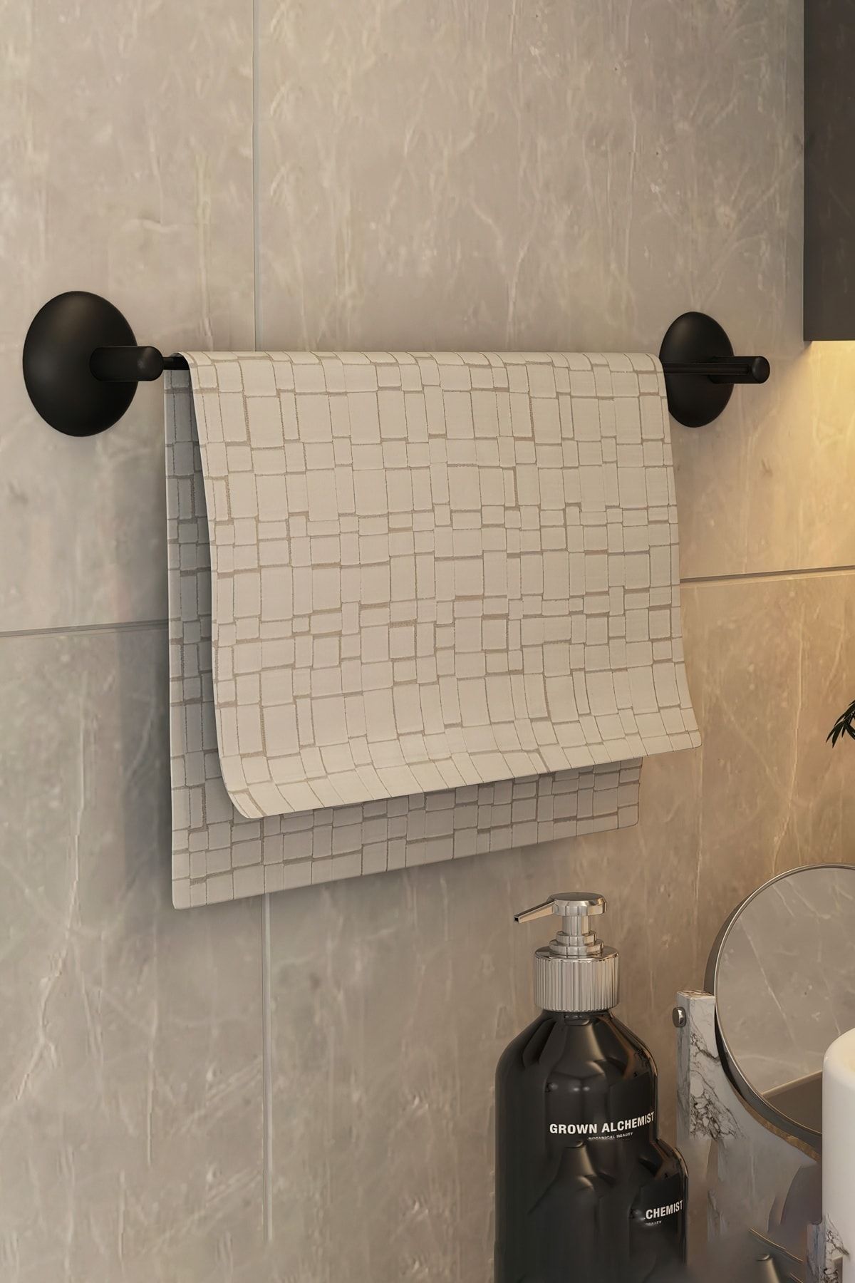 Milenay Siyah Ekonomik Montajlı Uzun Havluluk, Banyo Havlu Askısı