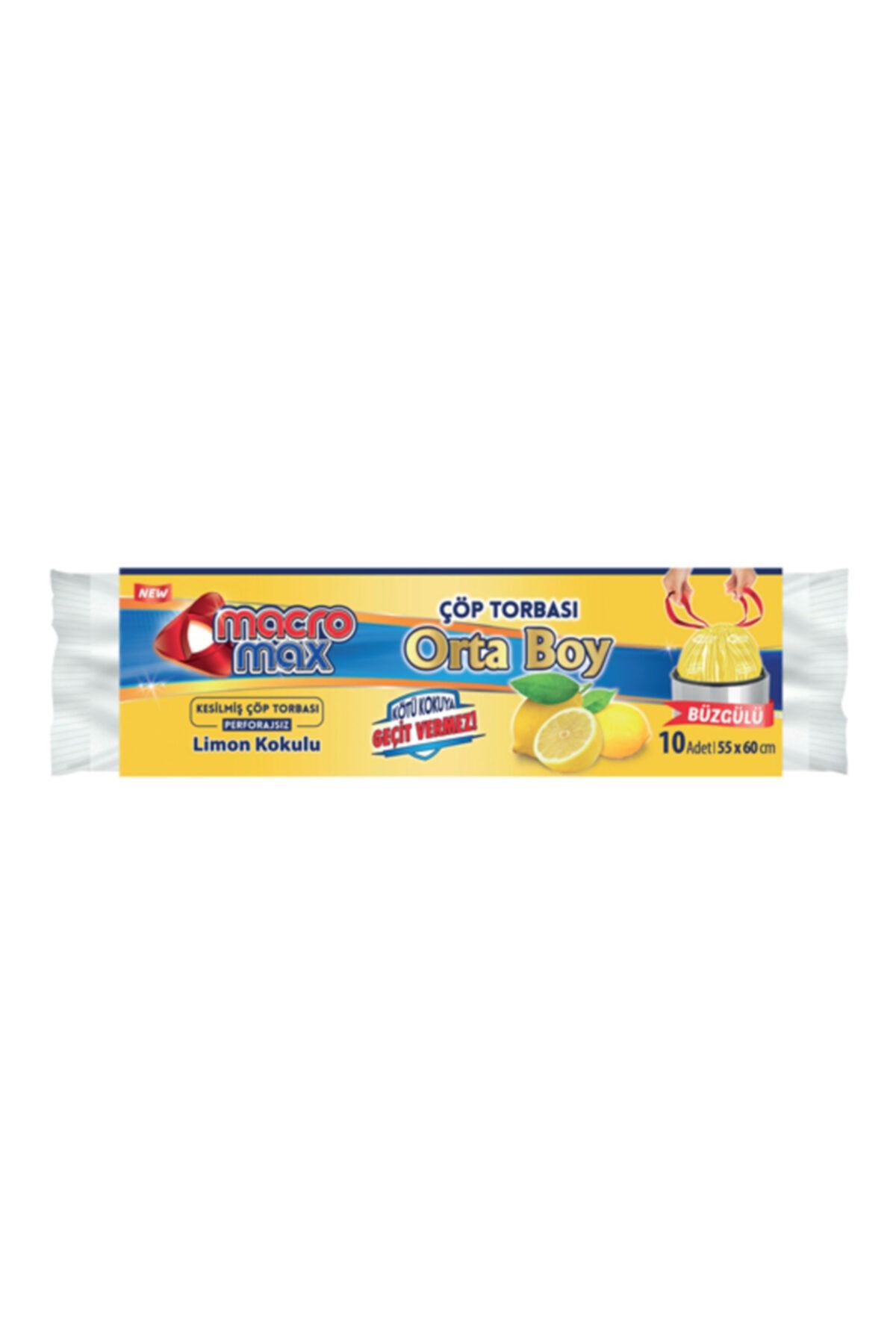 MACROMAX Büzgülü Çöp Poşeti Orta Boy-limon Kokulu-55cm*60cm