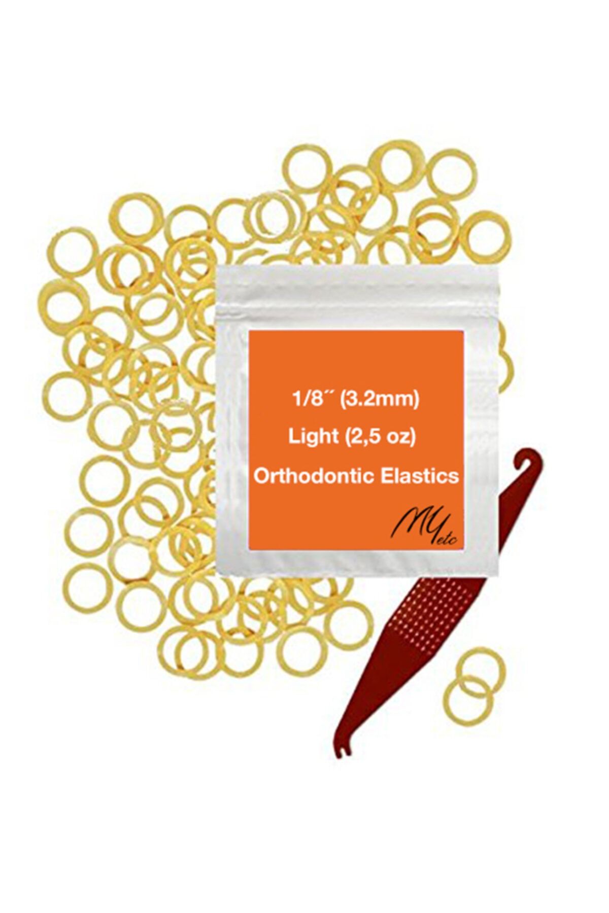 PWORTHO Diş Teli Lastiği (takma Aparatı Hediyeli) - Ağız Içi Lastik 1/8 Light 2,5oz 3.2mm 100 Adet