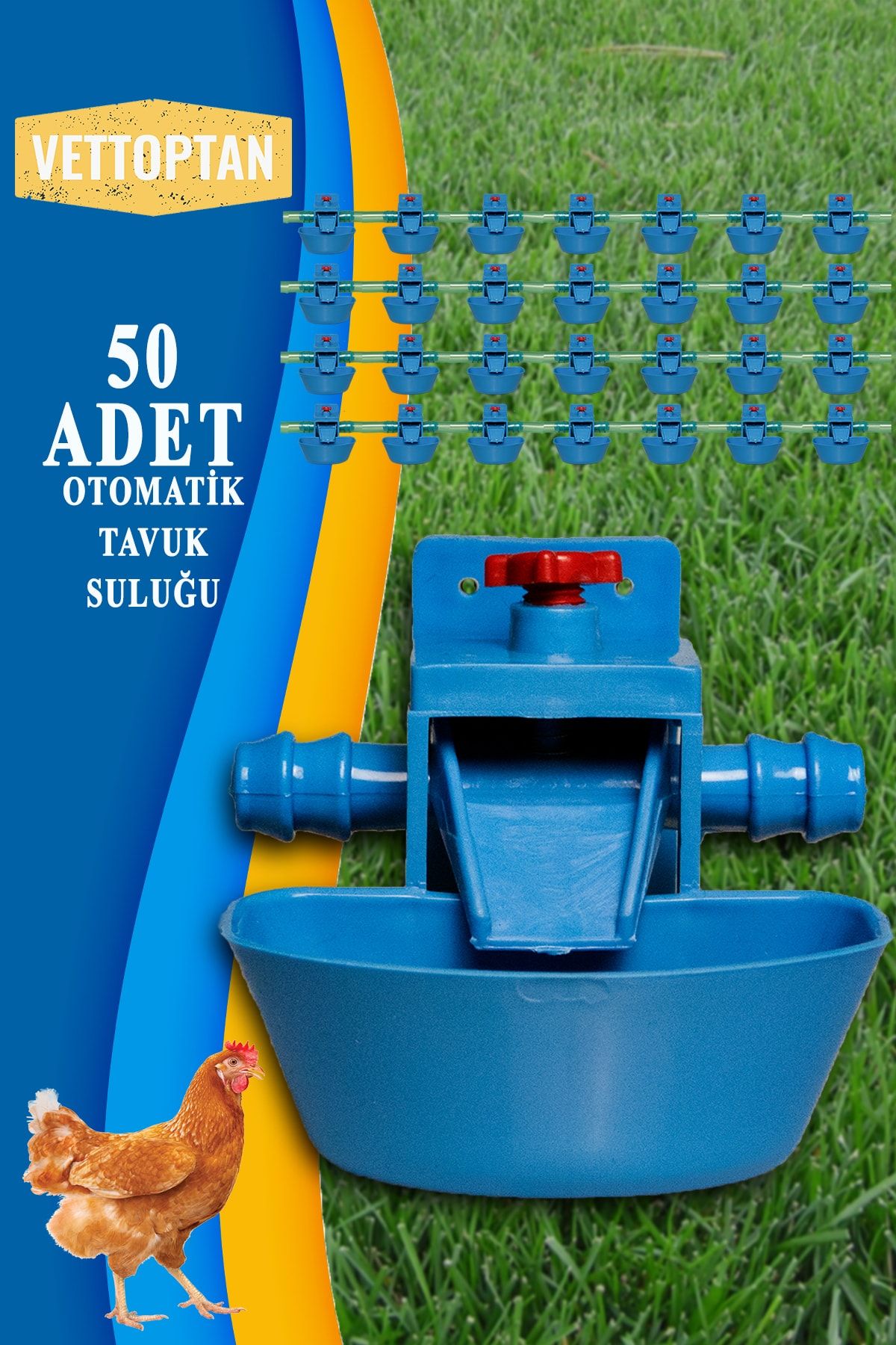 SHAVER 50 Adet Civciv Suluğu Otomatik Akıllı Tavuk Güvercin Suluk Hindi Gezen Tavuk Mavi Kahrengi Yumurta